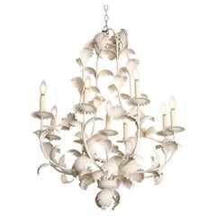 Painted White Tole Chandelier