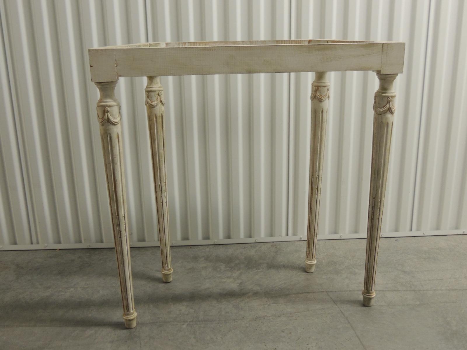 Painted White Vintage Louis XVI Style Console Table Frame 4