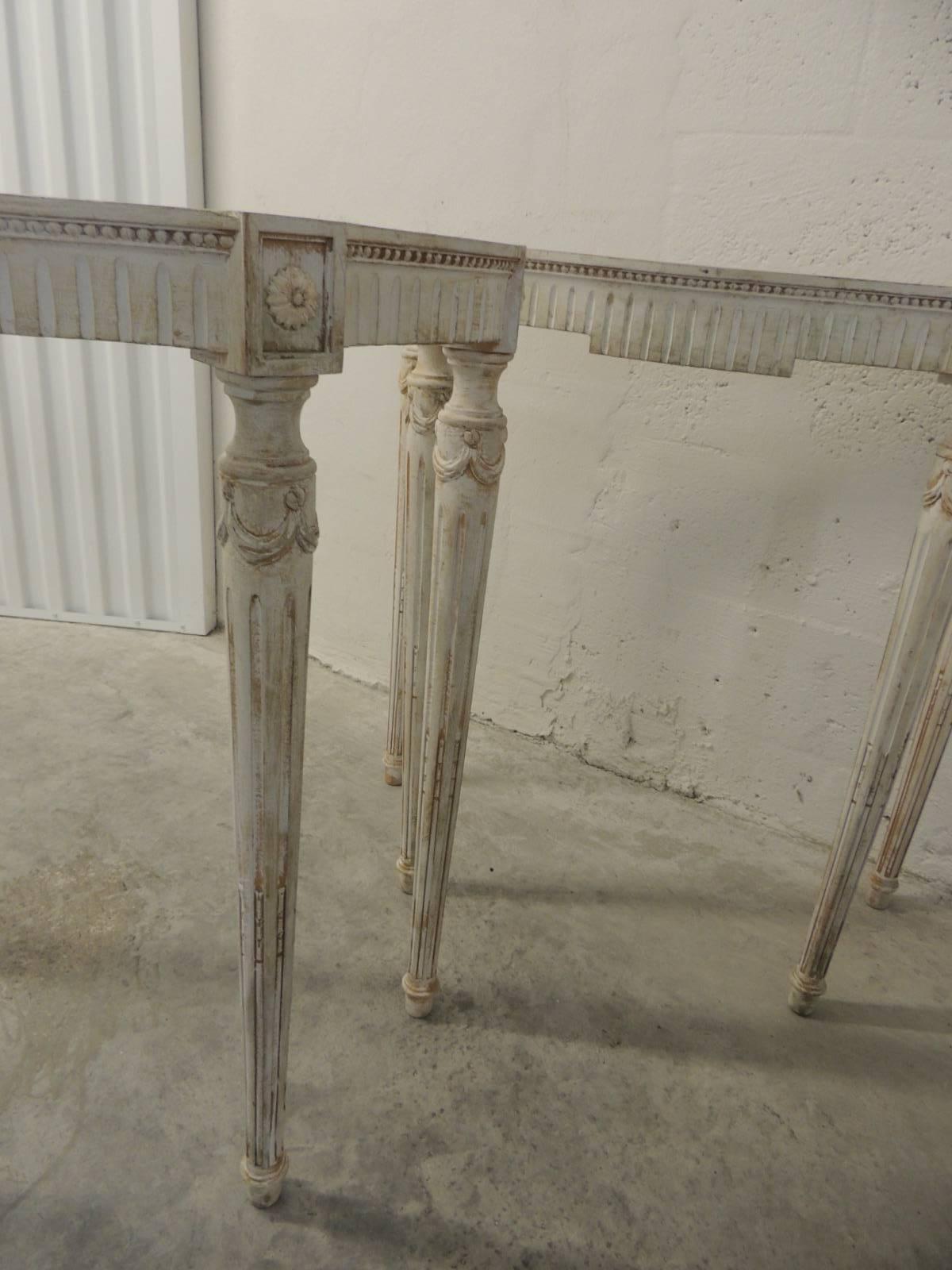 French Painted White Vintage Louis XVI Style Console Table Frame