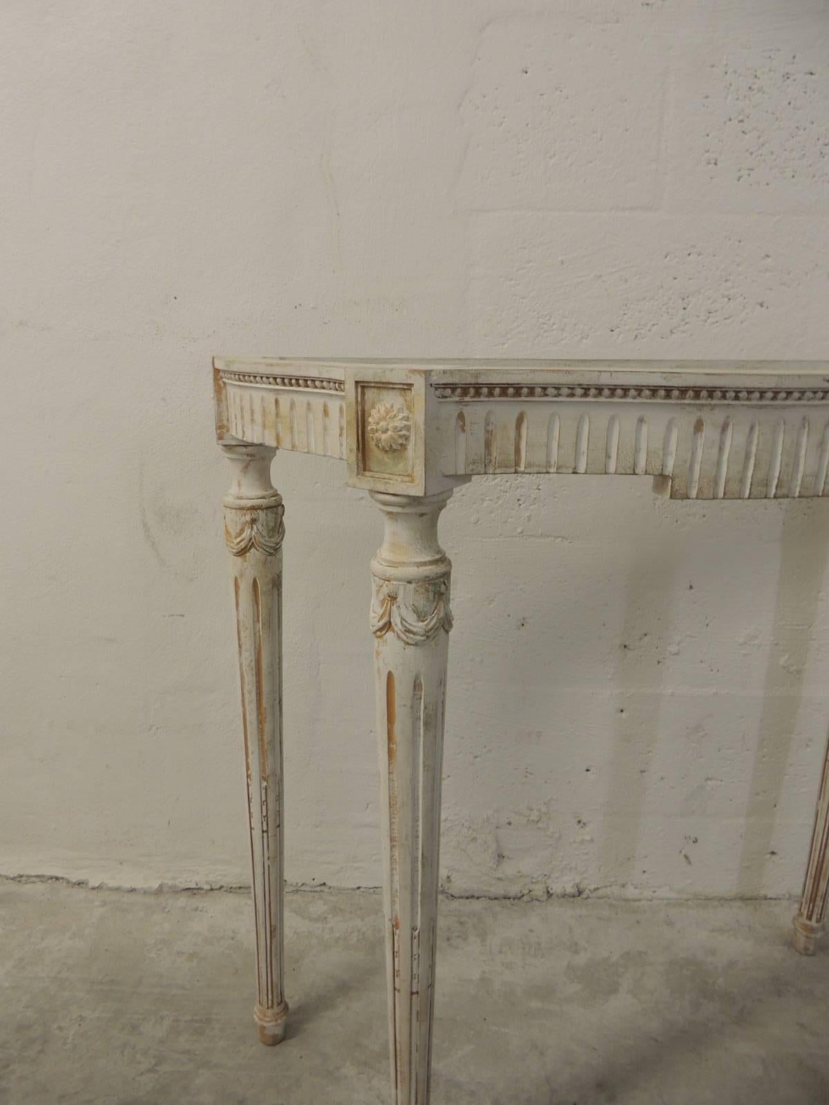 Mid-20th Century Painted White Vintage Louis XVI Style Console Table Frame