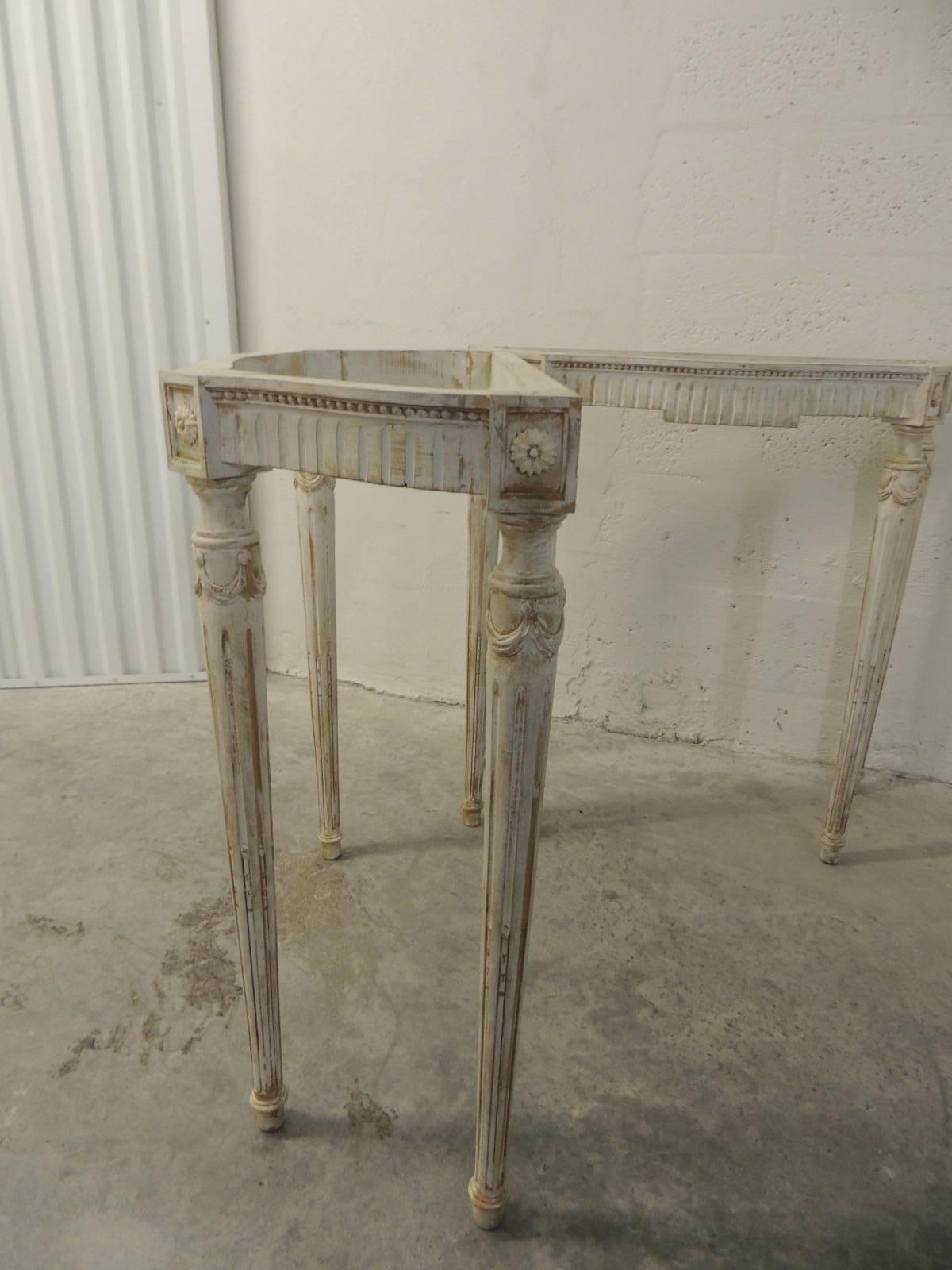 Painted White Vintage Louis XVI Style Console Table Frame 1