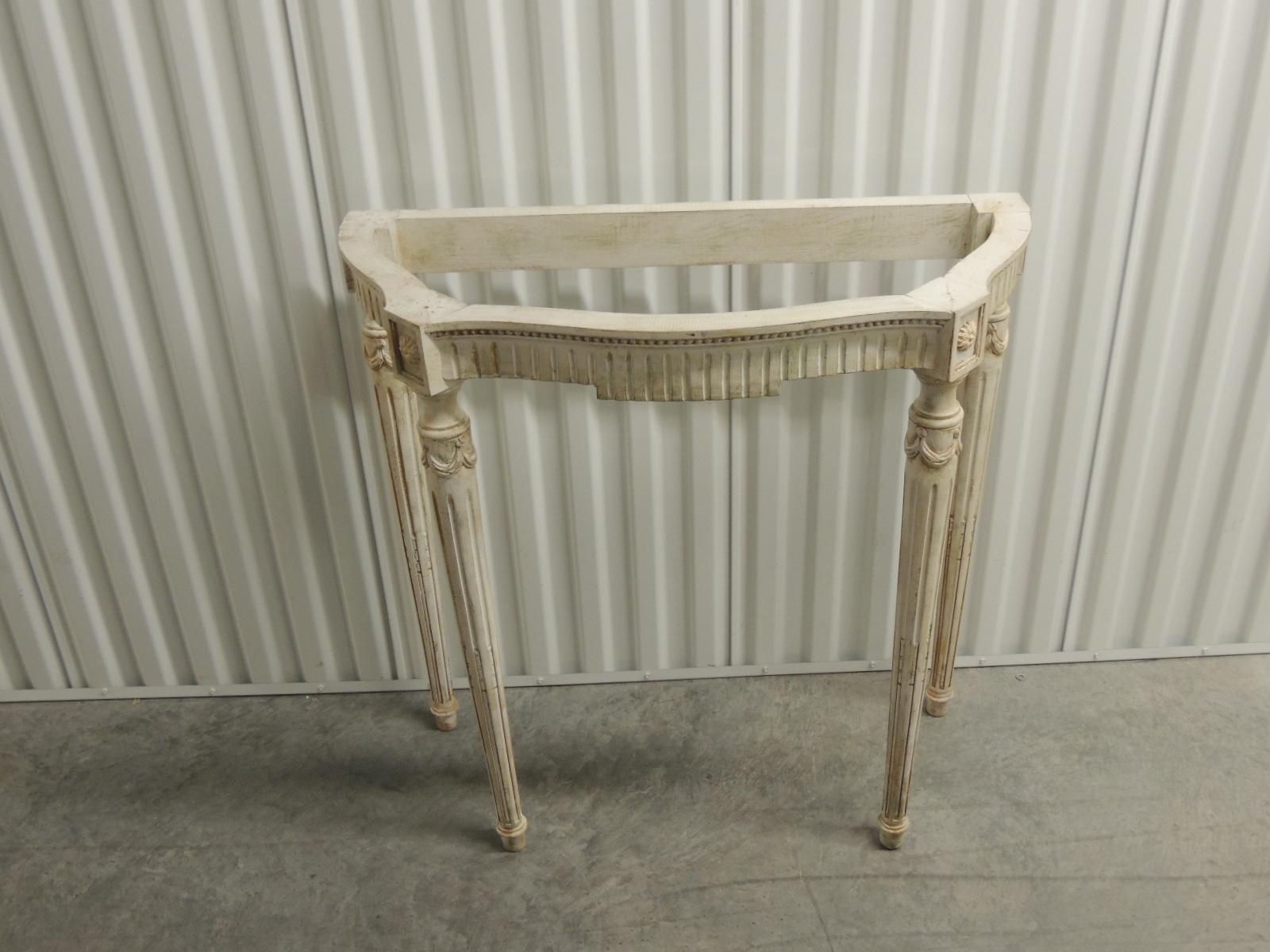 Painted White Vintage Louis XVI Style Console Table Frame 2
