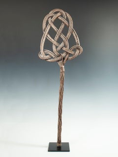 Painted White Woven Cane Fabric Beater from the Lega People of D. R. Congo