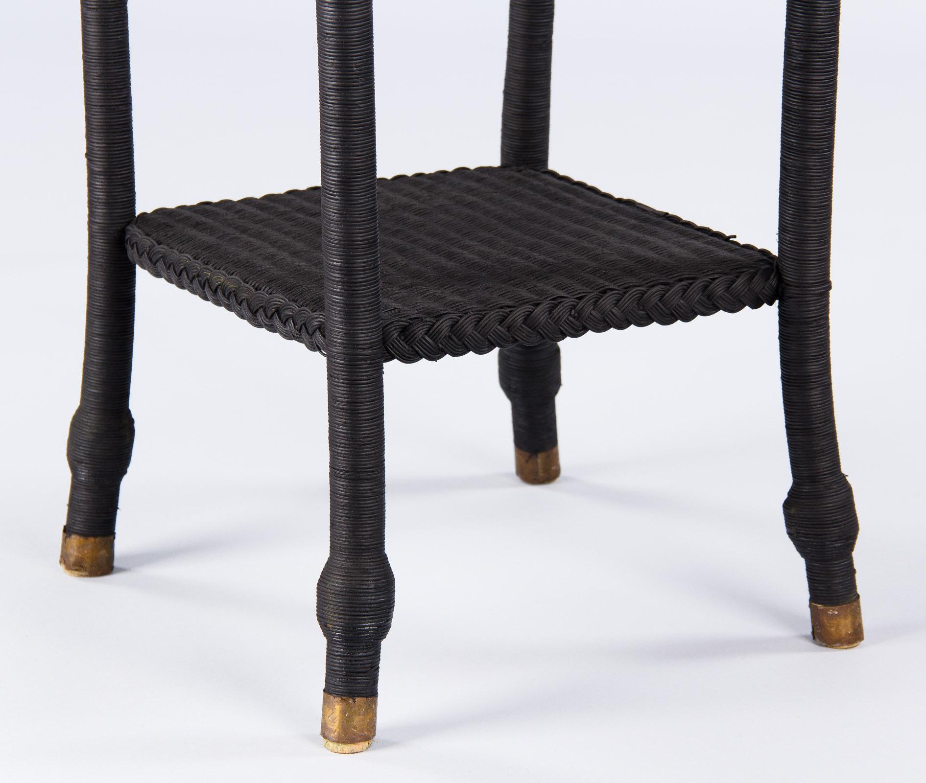 French Painted Black Wicker Jardinière, 1940s 2