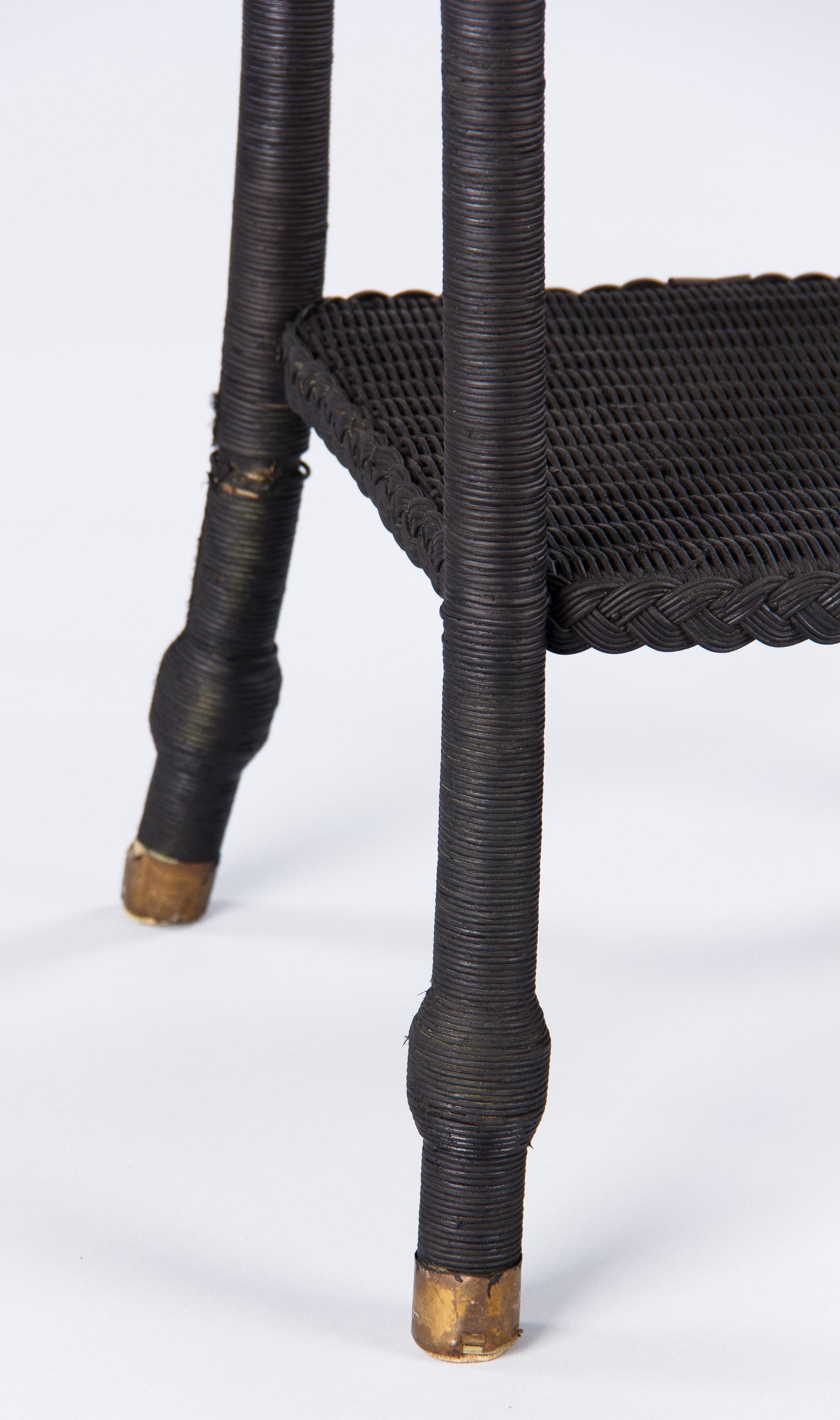French Painted Black Wicker Jardinière, 1940s 3