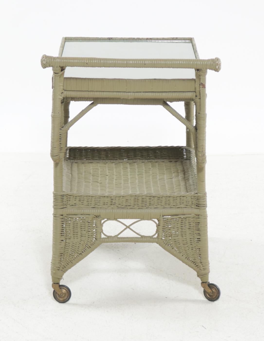 Victorian Painted Wicker Trolley Serving Table