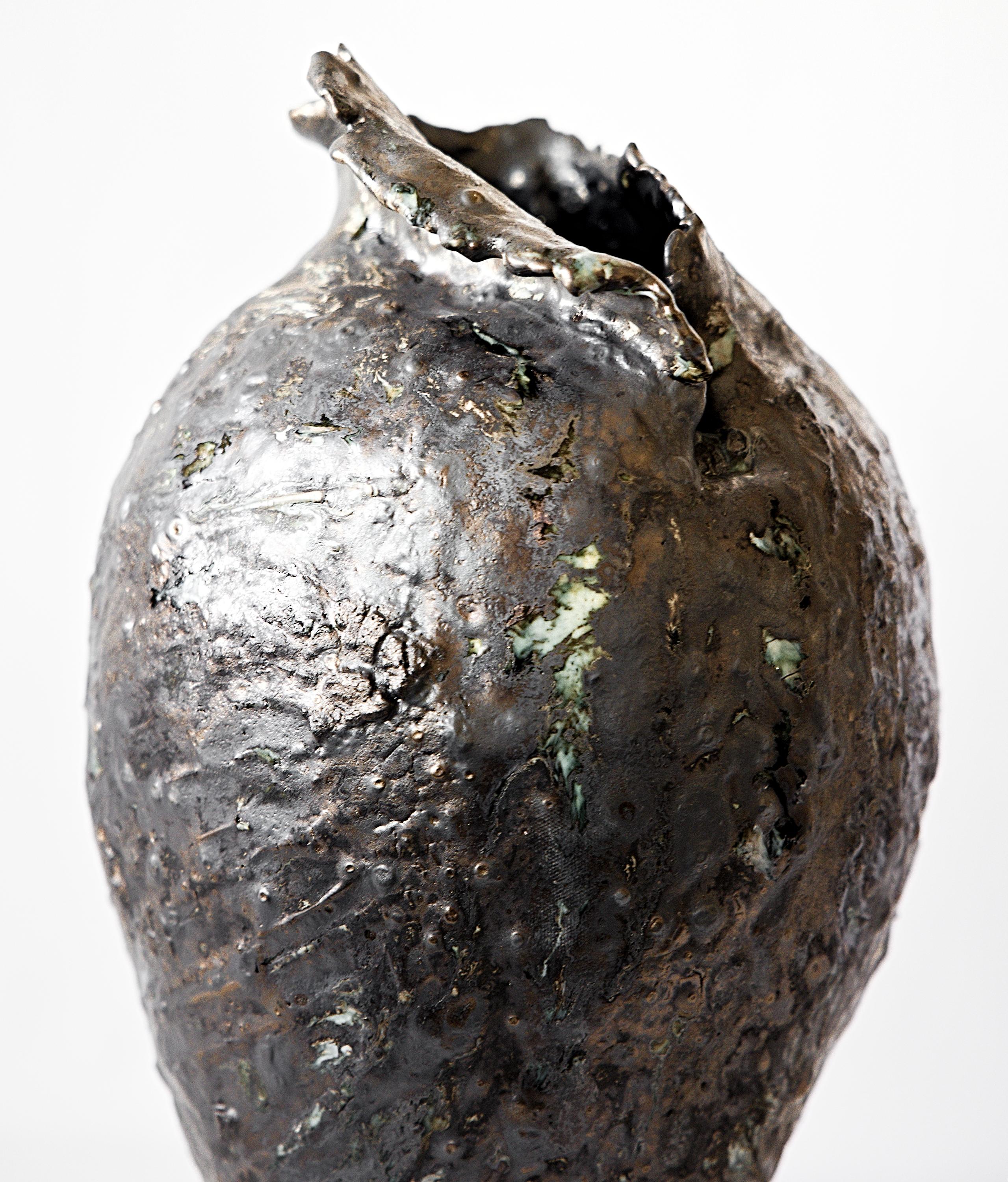 Organic Modern Bronze Painted Wings Vase-Moon I For Sale