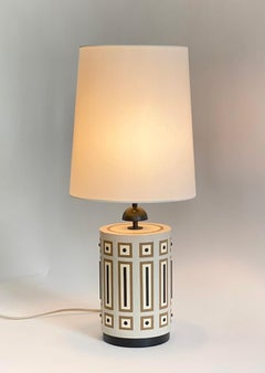 Painted Wood and Enameled Metal Table Lamp Inspired by Tommi Parzinger