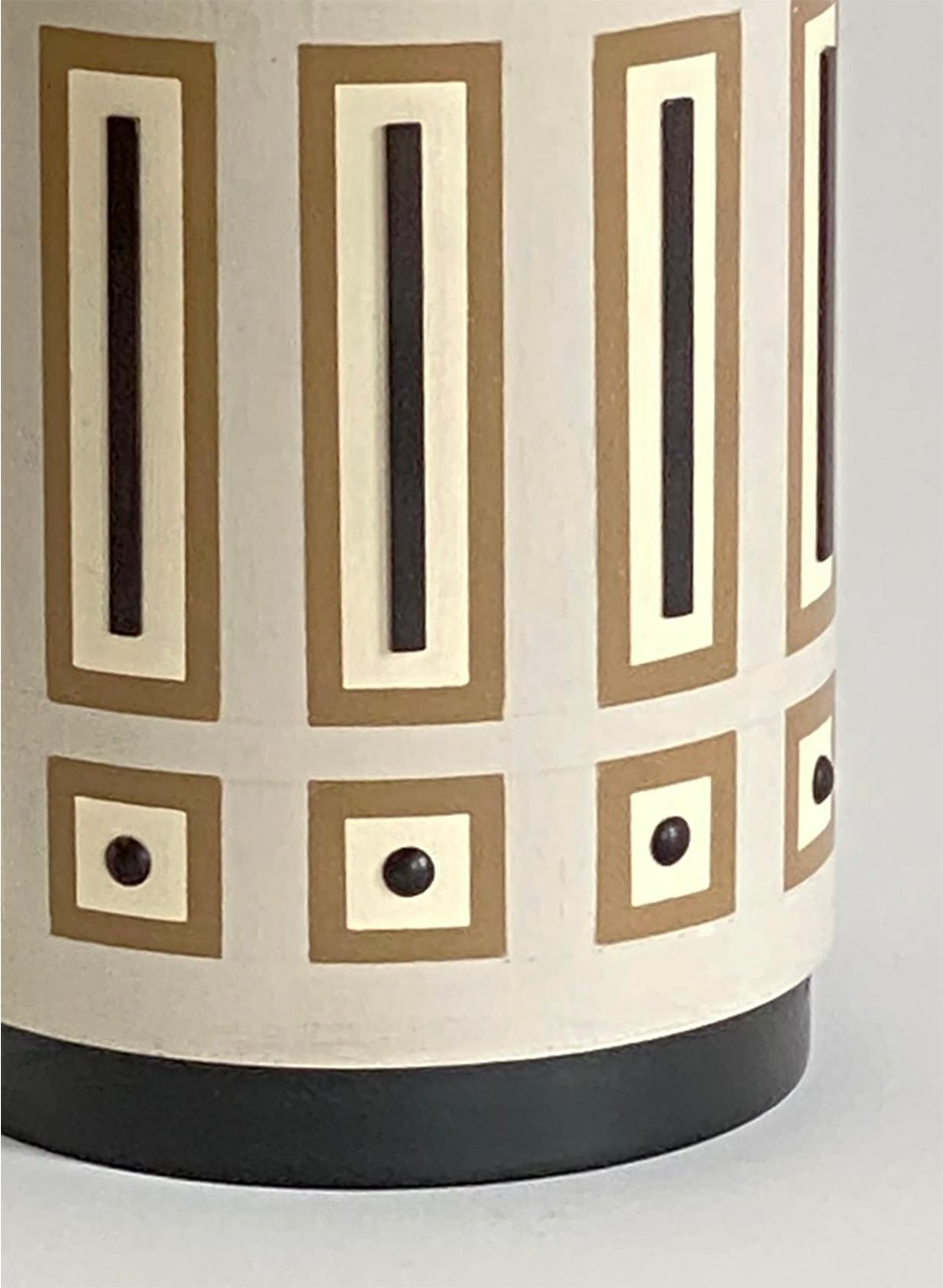 Hand-Painted Painted Wood and Enameled Metal Table Lamp Inspired by Tommi Parzinger For Sale