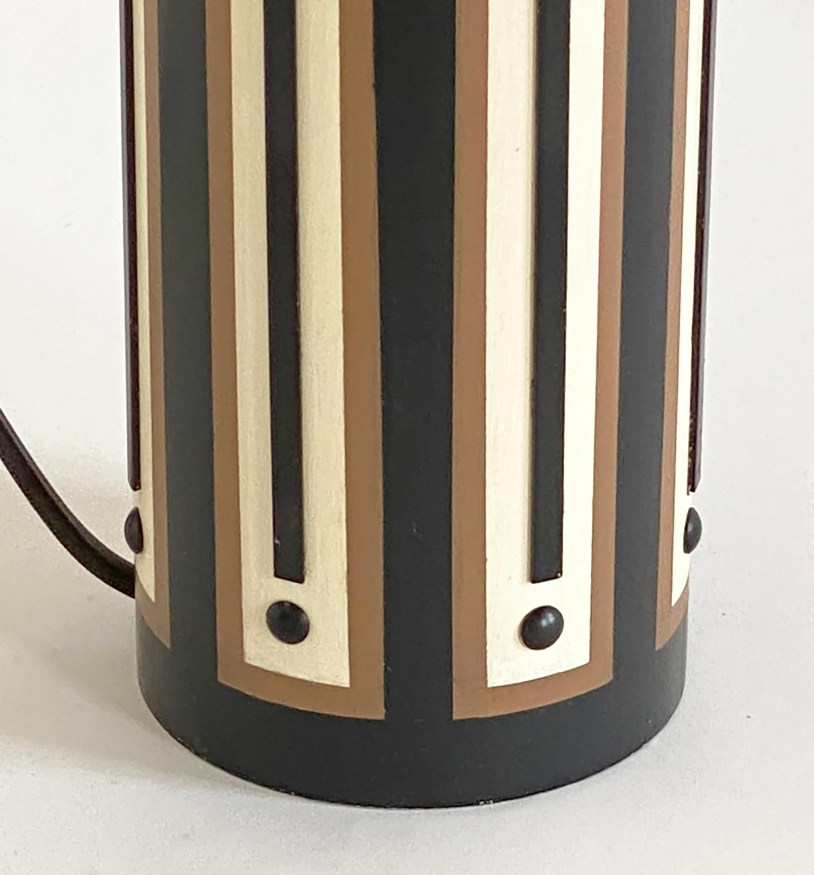 Painted Wood and Enameled Metal Table Lamp Inspired by Tommi Parzinger In New Condition For Sale In Minneapolis, MN