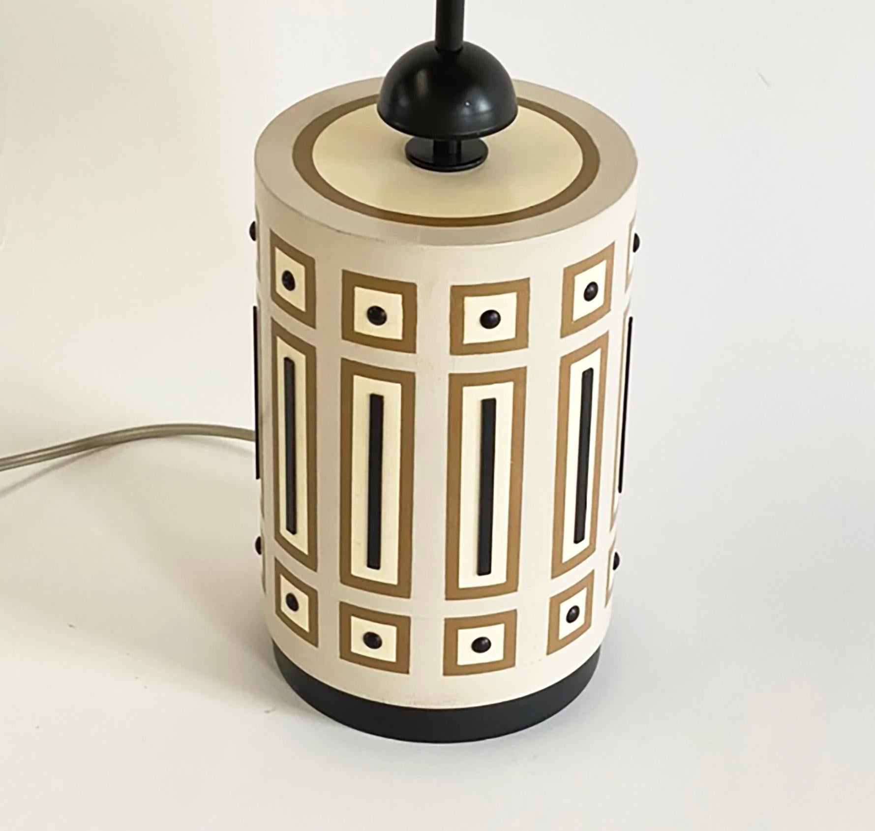 Painted Wood and Enameled Metal Table Lamp Inspired by Tommi Parzinger In New Condition For Sale In Minneapolis, MN