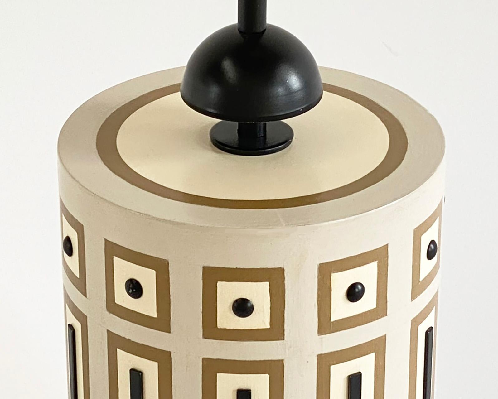 Contemporary Painted Wood and Enameled Metal Table Lamp Inspired by Tommi Parzinger For Sale