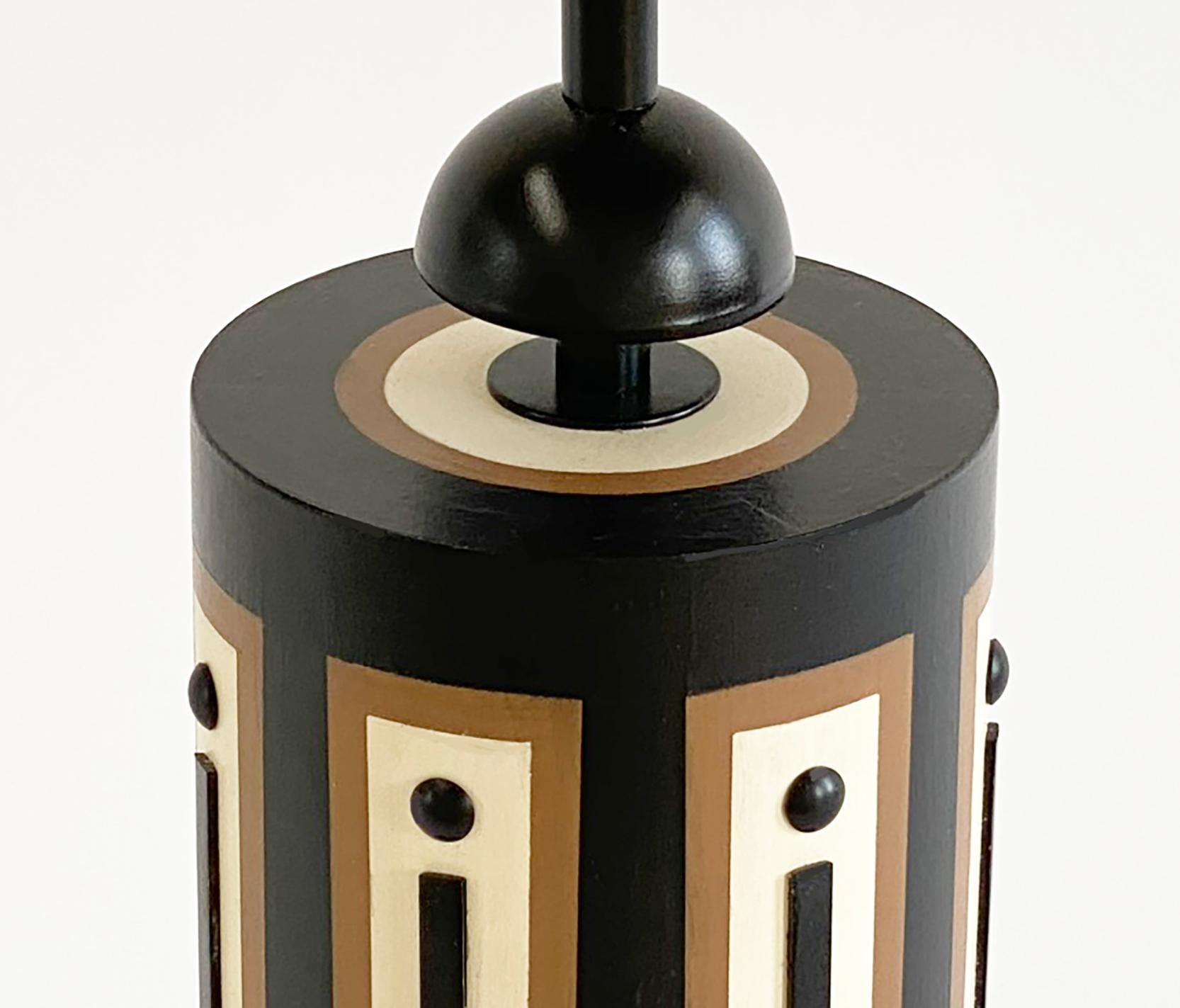 Painted Wood and Enameled Metal Table Lamp Inspired by Tommi Parzinger For Sale 1