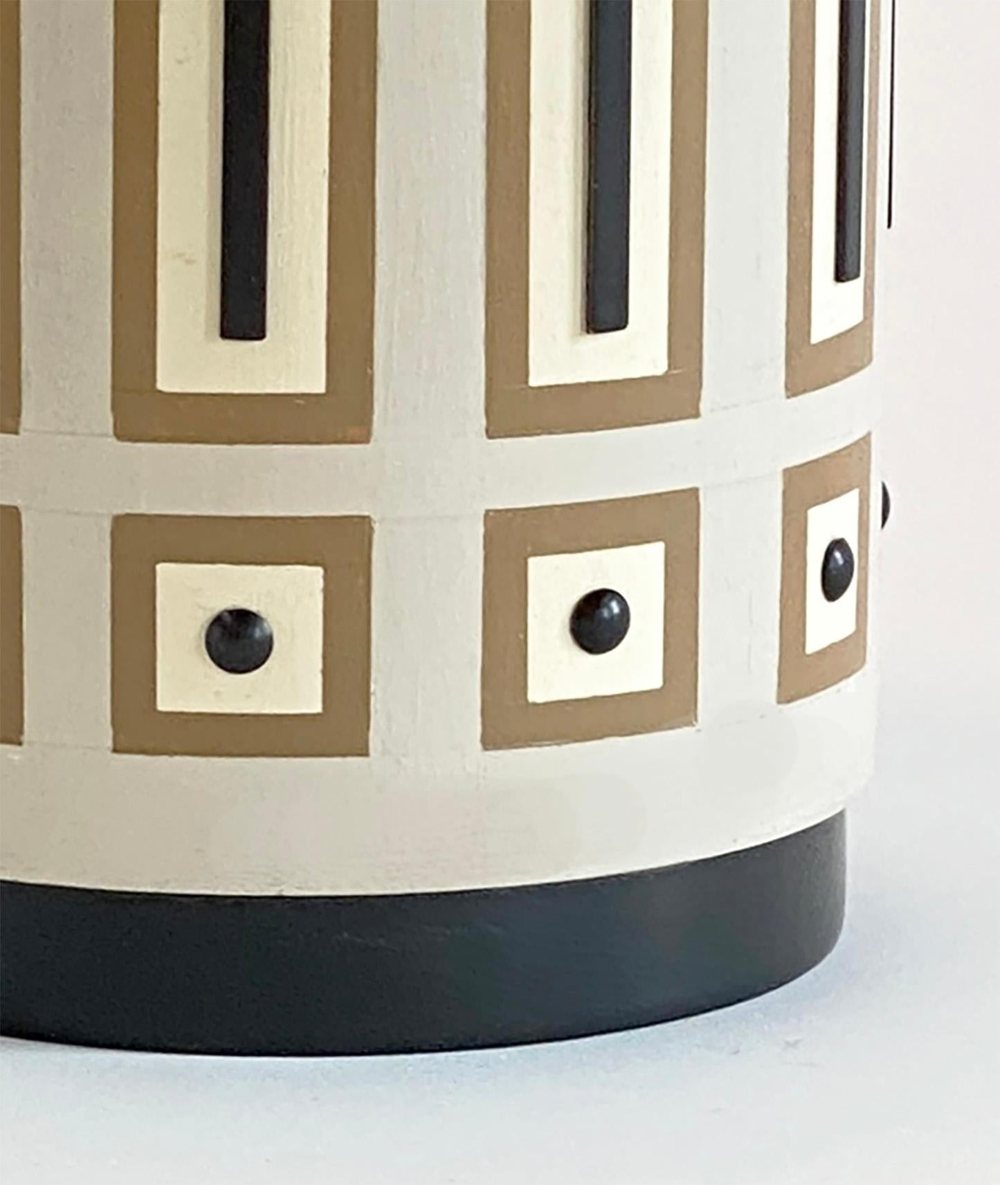 Painted Wood and Enameled Metal Table Lamp Inspired by Tommi Parzinger For Sale 1