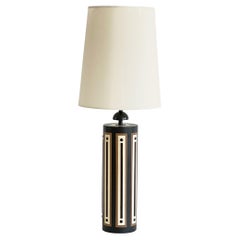 Painted Wood and Enameled Metal Table Lamp Inspired by Tommi Parzinger