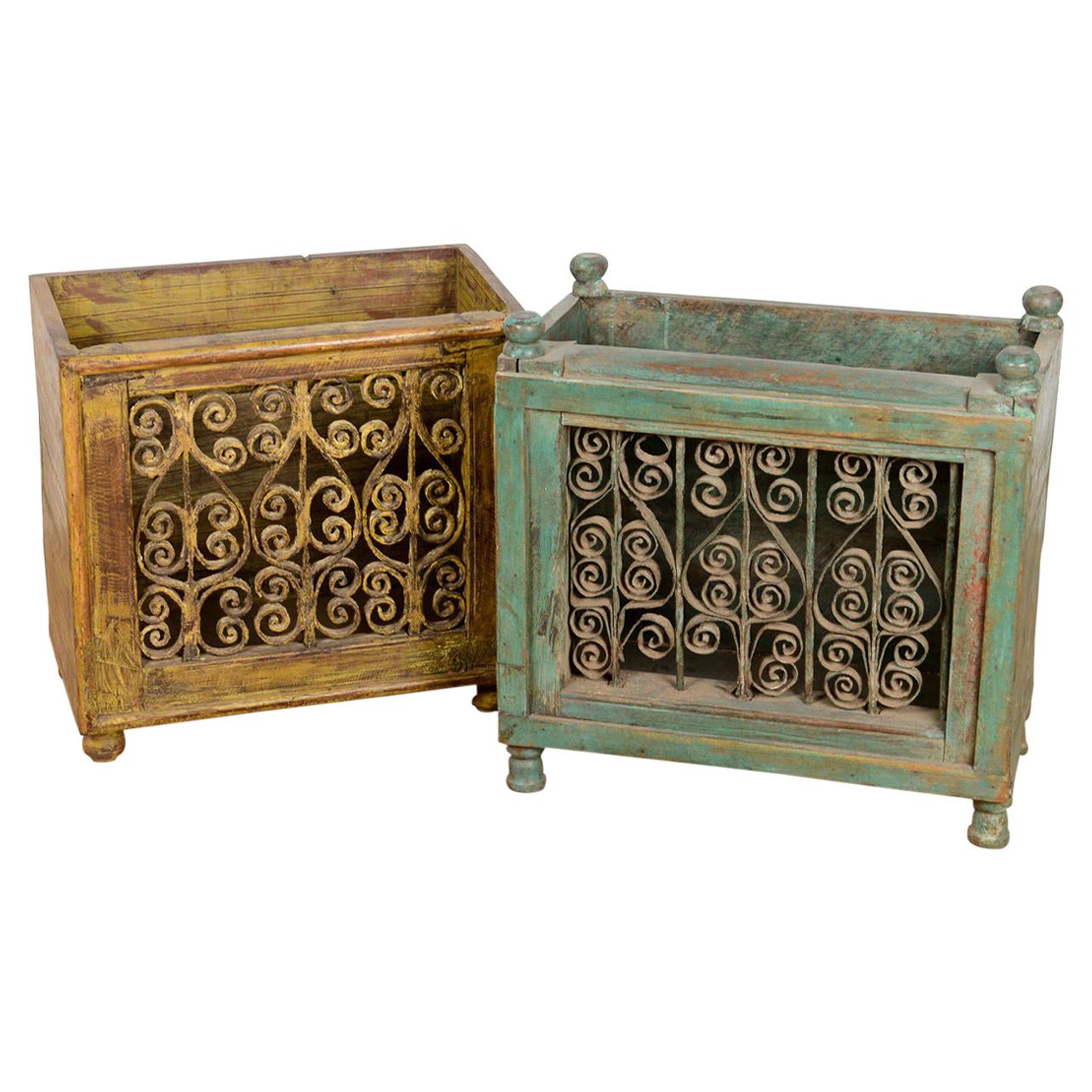 Painted Wood and Iron Magazine Racks, 20th Century For Sale