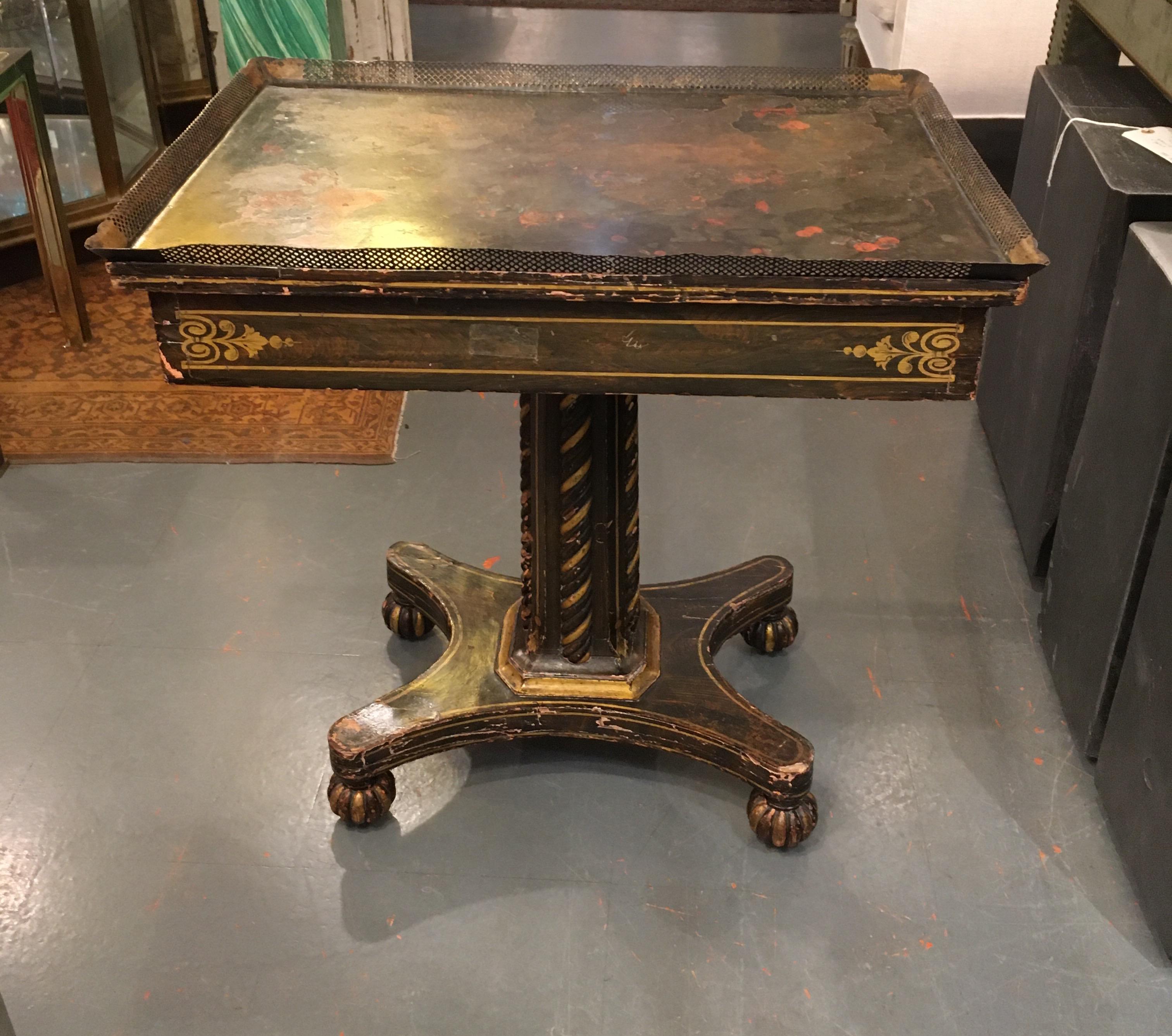 Painted Wood and Metal Side Table For Sale 11