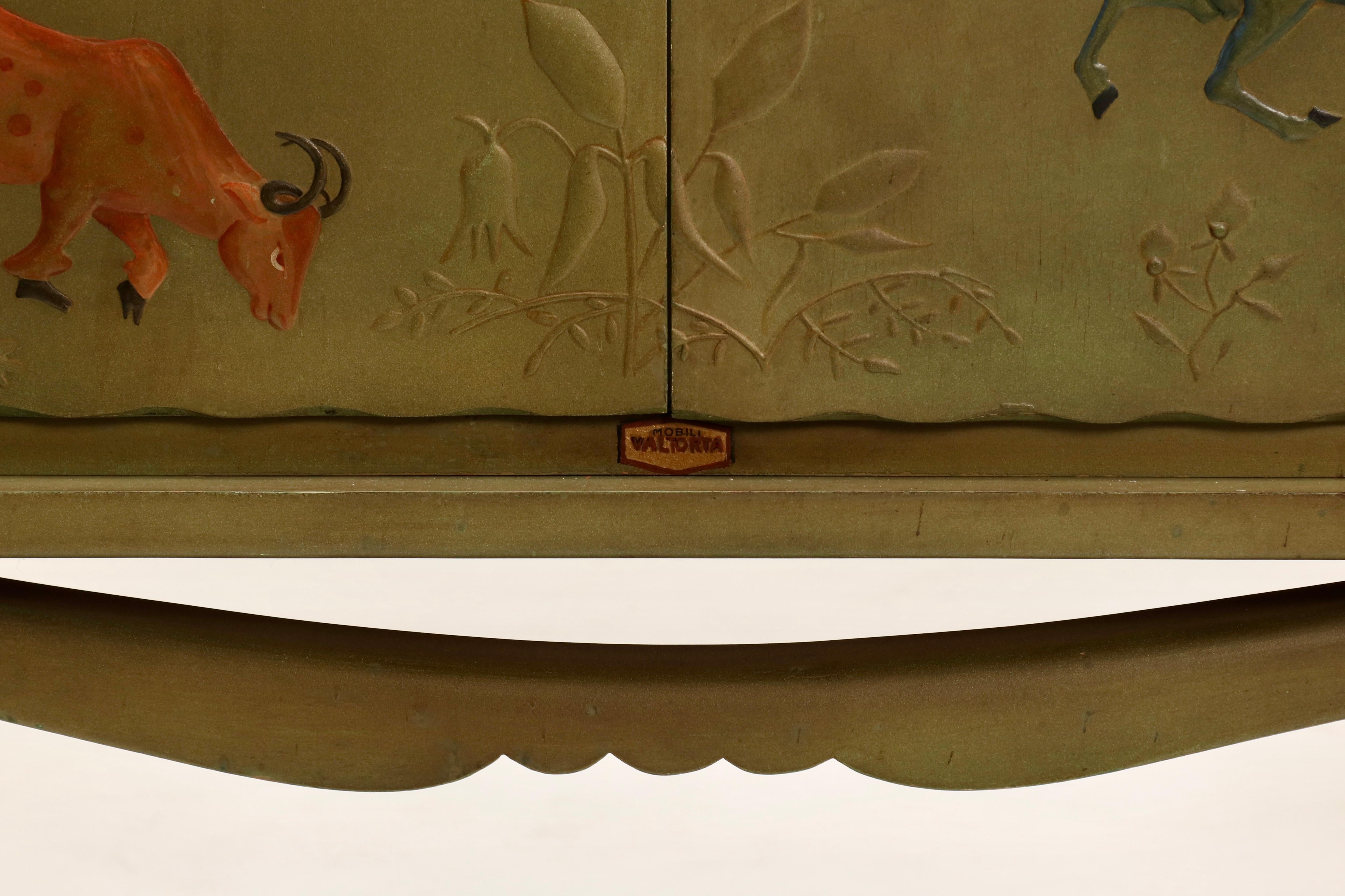 Barschrank aus lackiertem Holz und verspiegeltem Glas von Valtorta, italienisches Design, 1930er Jahre im Angebot 3