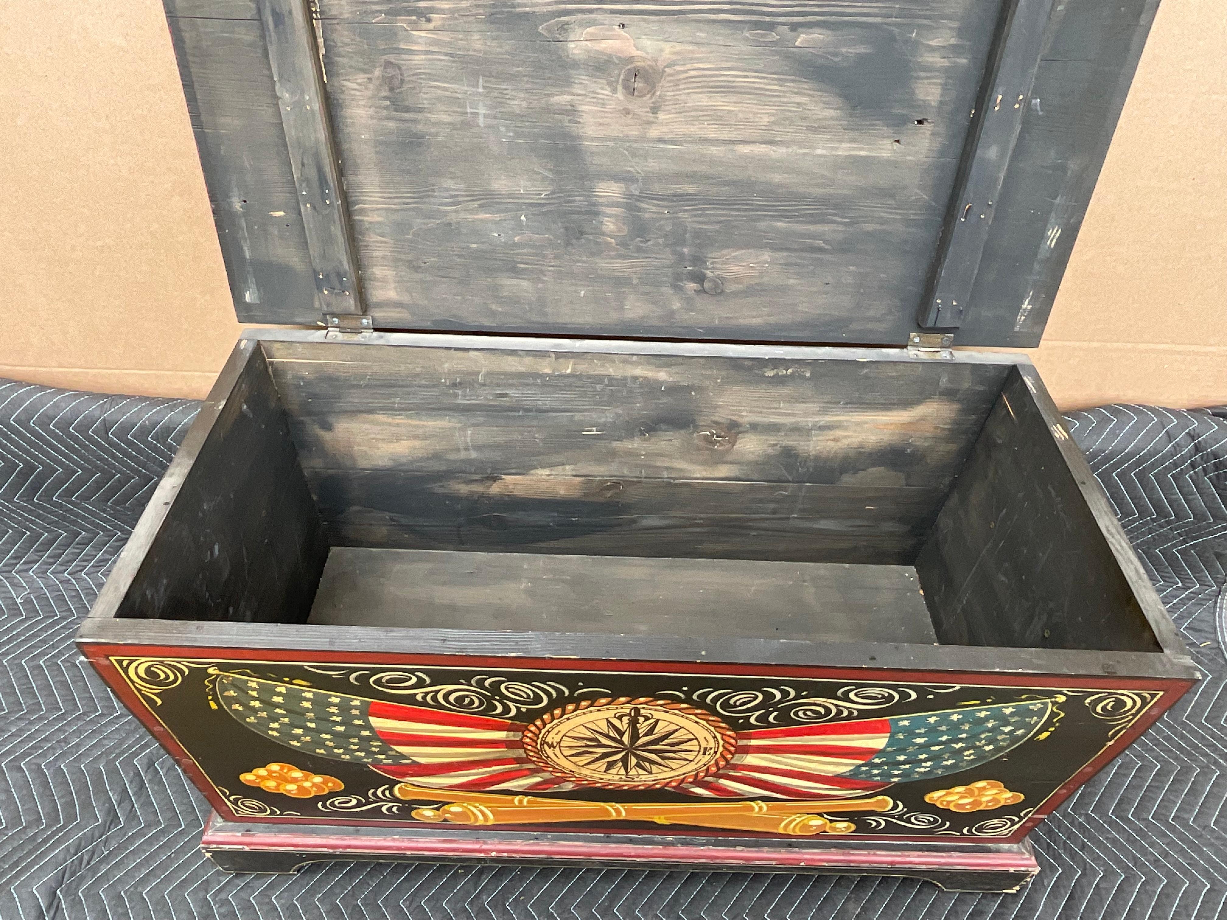Painted Wood Chest with Maritime Theme 5