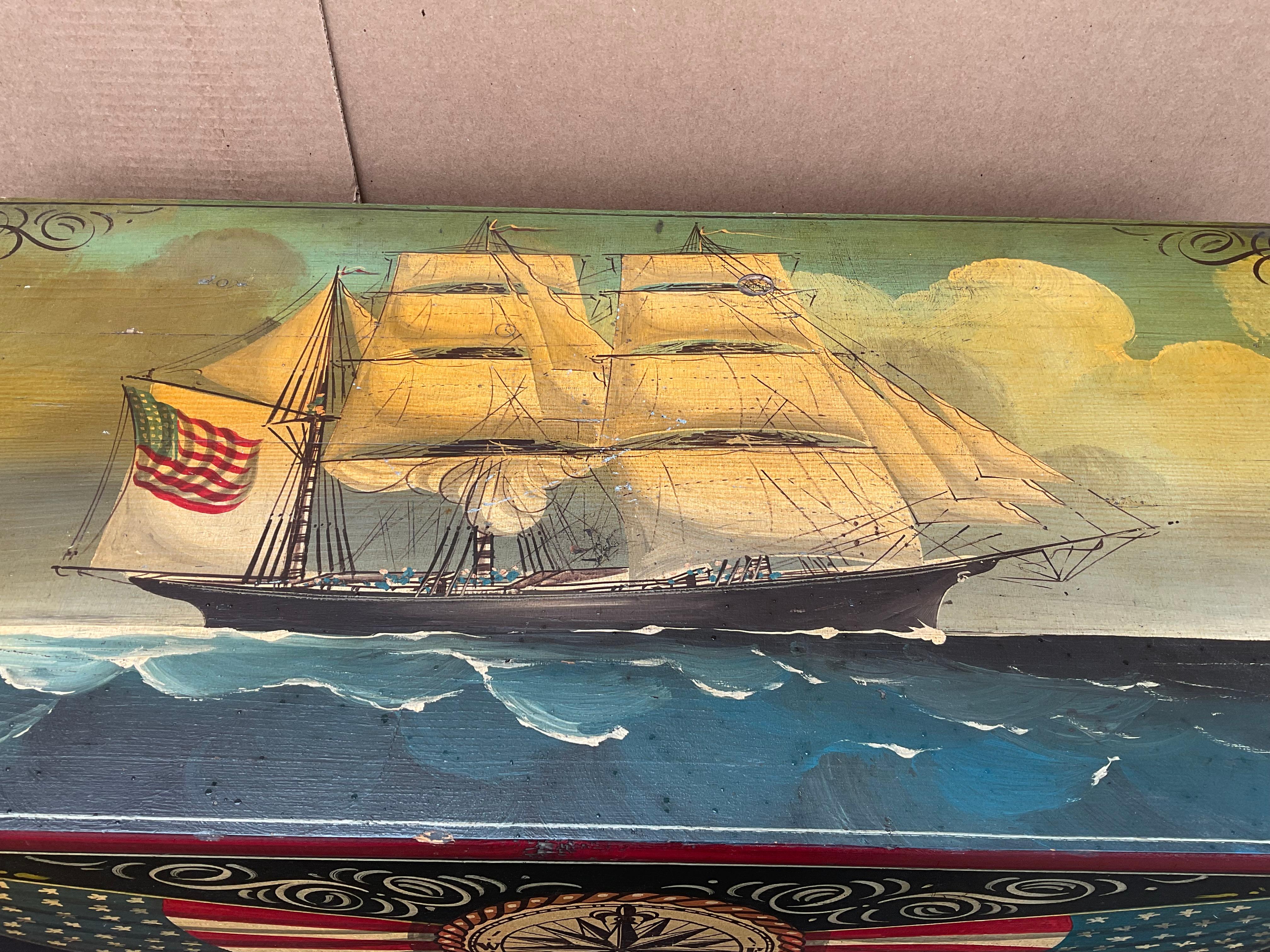 Painted Wood Chest with Maritime Theme 1