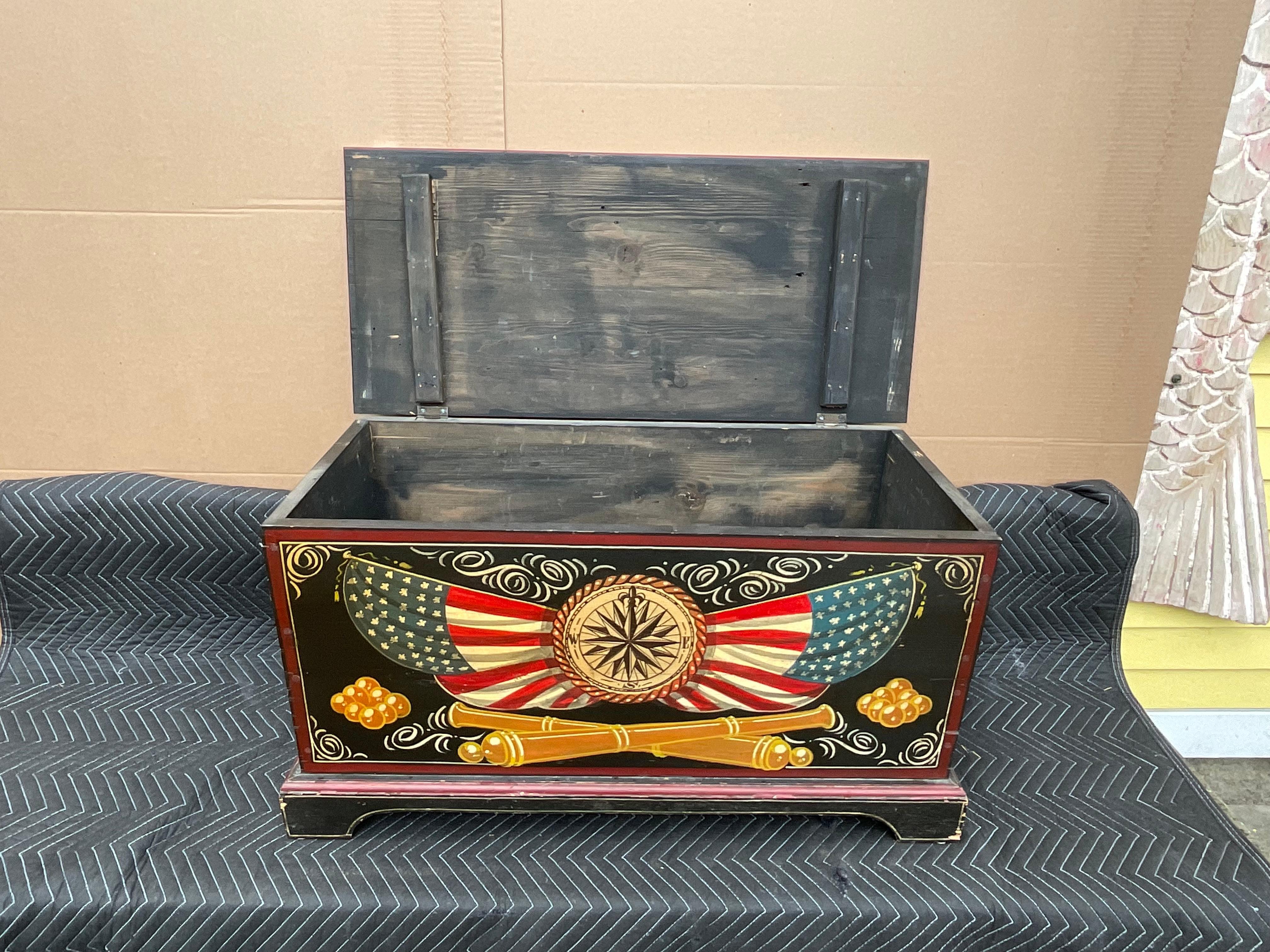 Painted Wood Chest with Maritime Theme 4