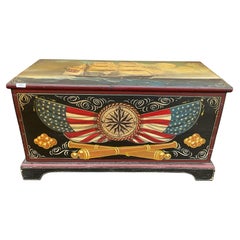 Painted Wood Chest with Maritime Theme