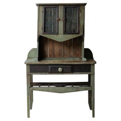Antique Painted Wood Folk Art Hutch