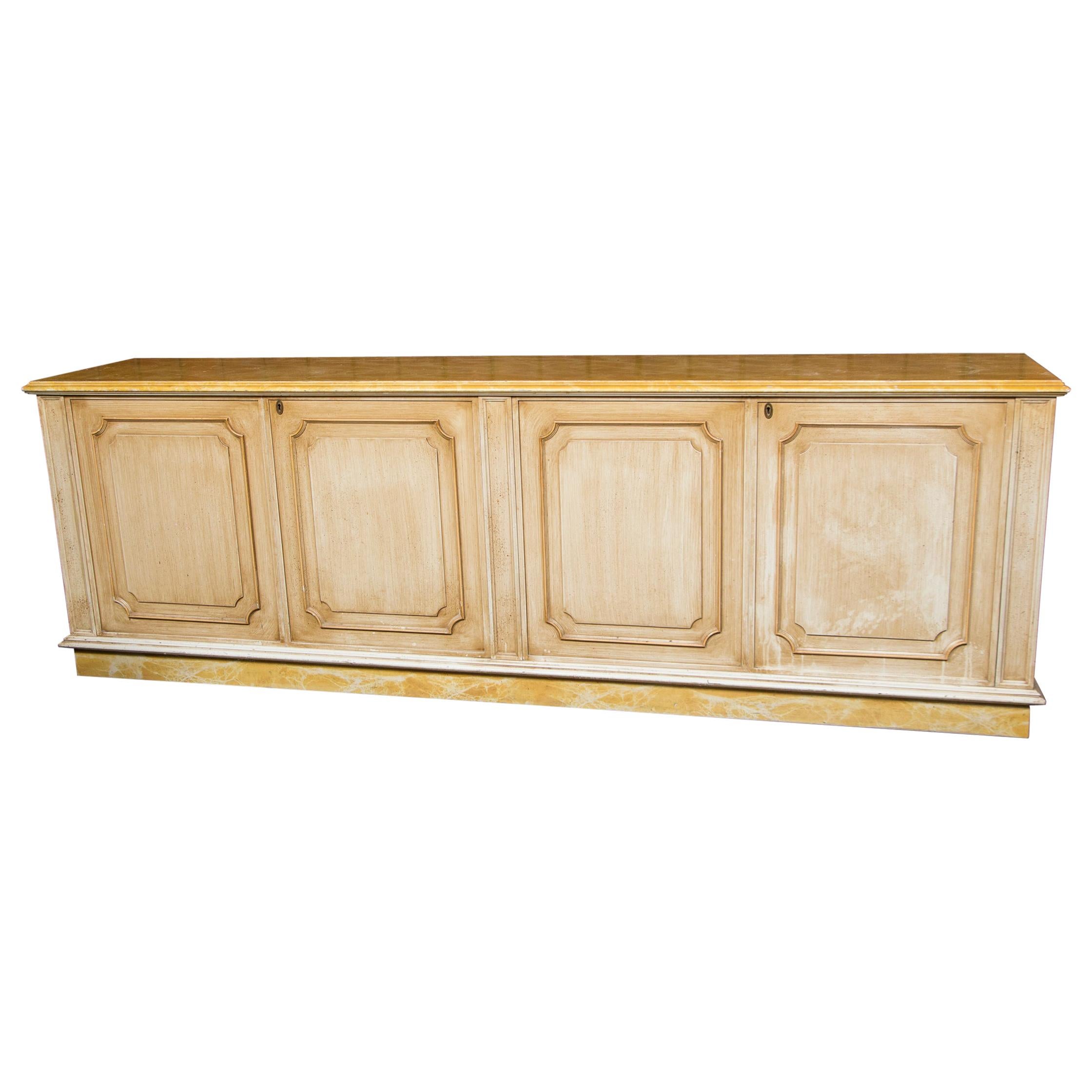 Painted Wood Four-Door Credenza, France