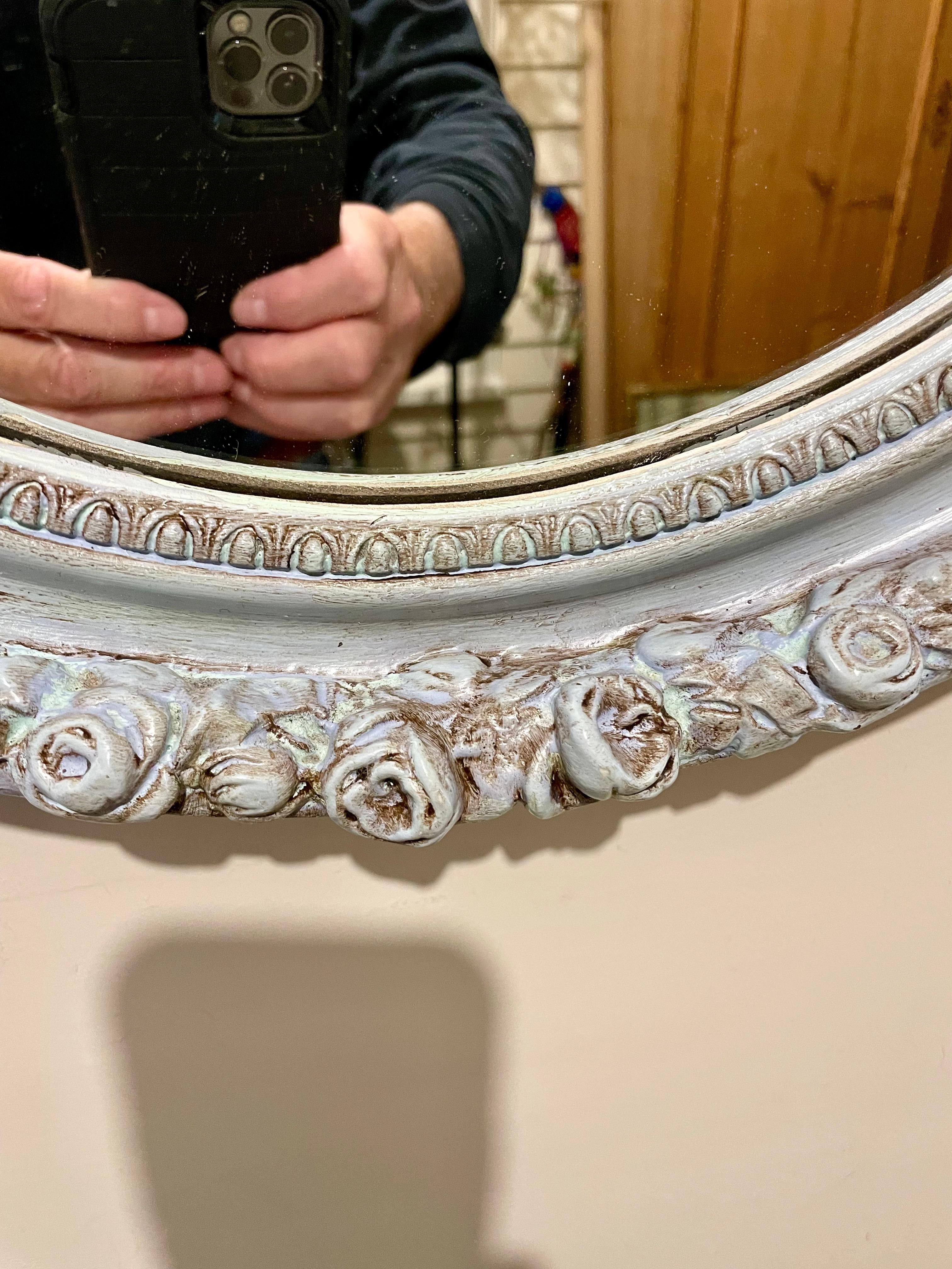 Hand-Painted Painted Wood Mirror For Sale