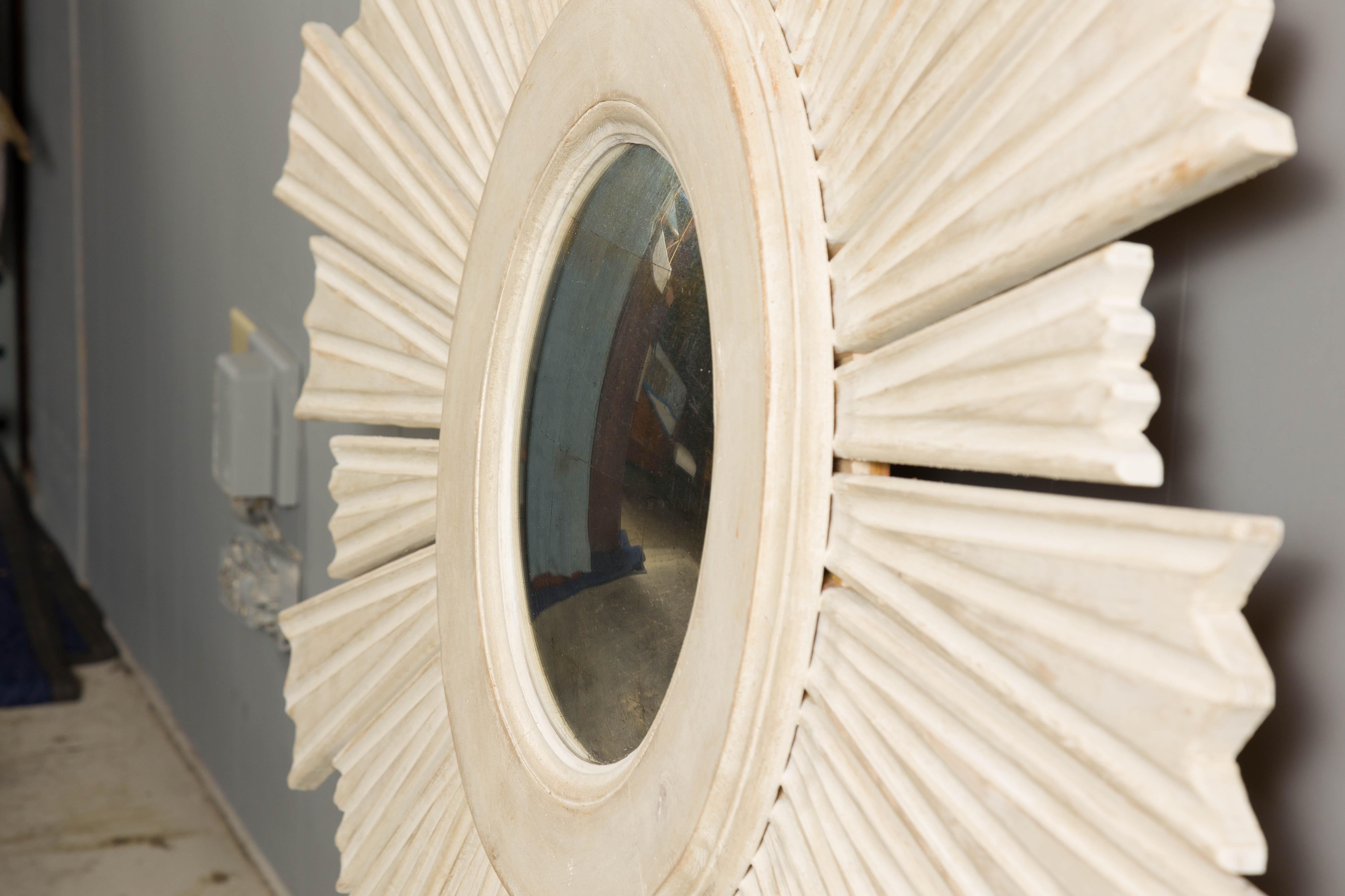Painted Wood Modern Custom Sunburst with Convex Mirror with Varying Rays For Sale 8