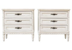 Painted Wood Night Stand Pair In Country French Style