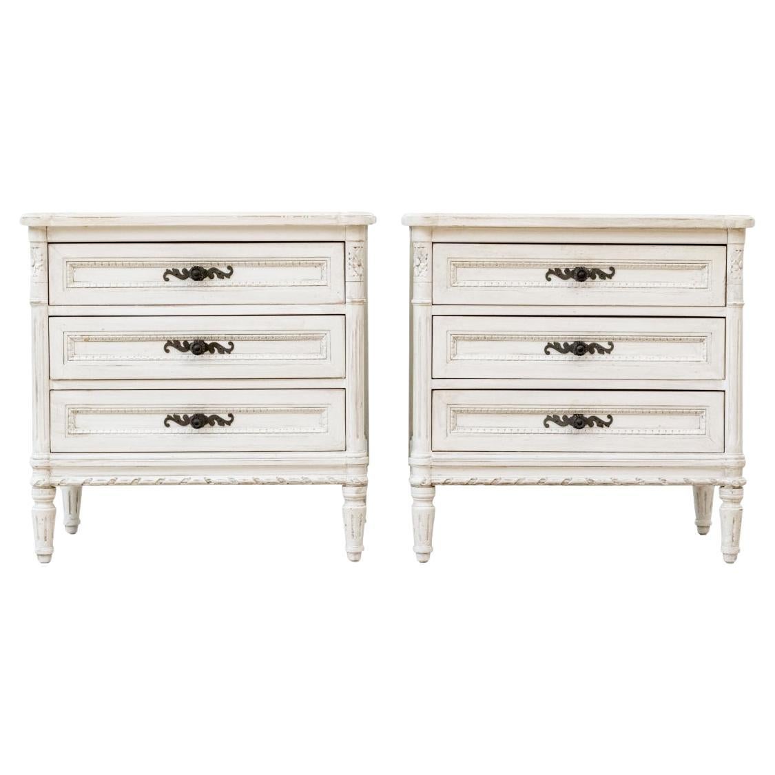 Painted Wood Night Stand Pair In Country French Style