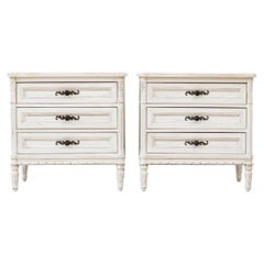 Painted Wood Night Stand Pair In Country French Style
