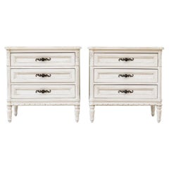 Painted Wood Night Stand Pair In Country French Style