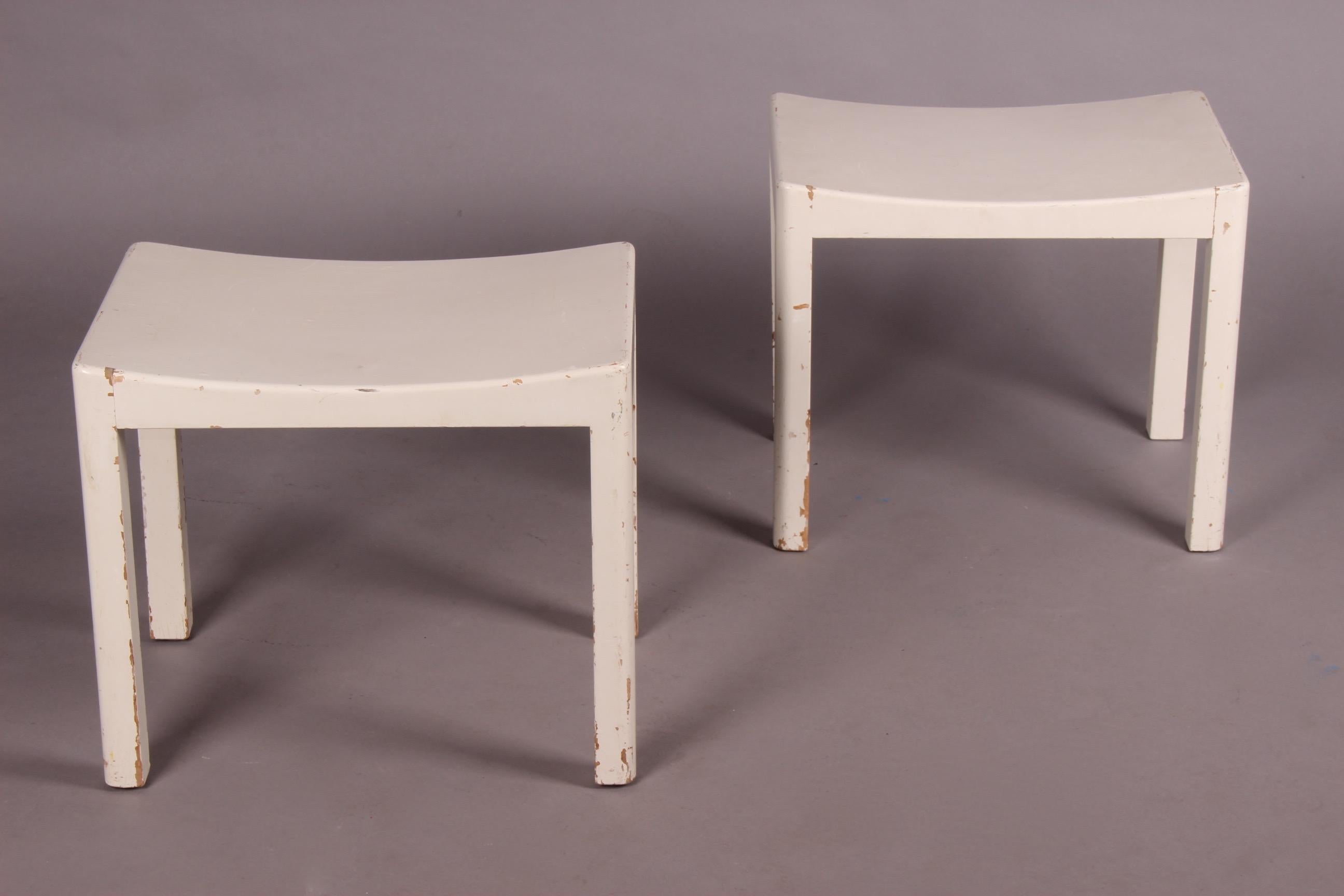 Painted wood pair of stools.