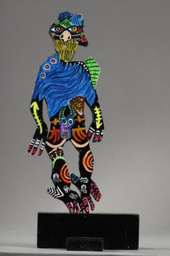 Painted wood sculpture, "DJINN" by Mohammad Ariyael