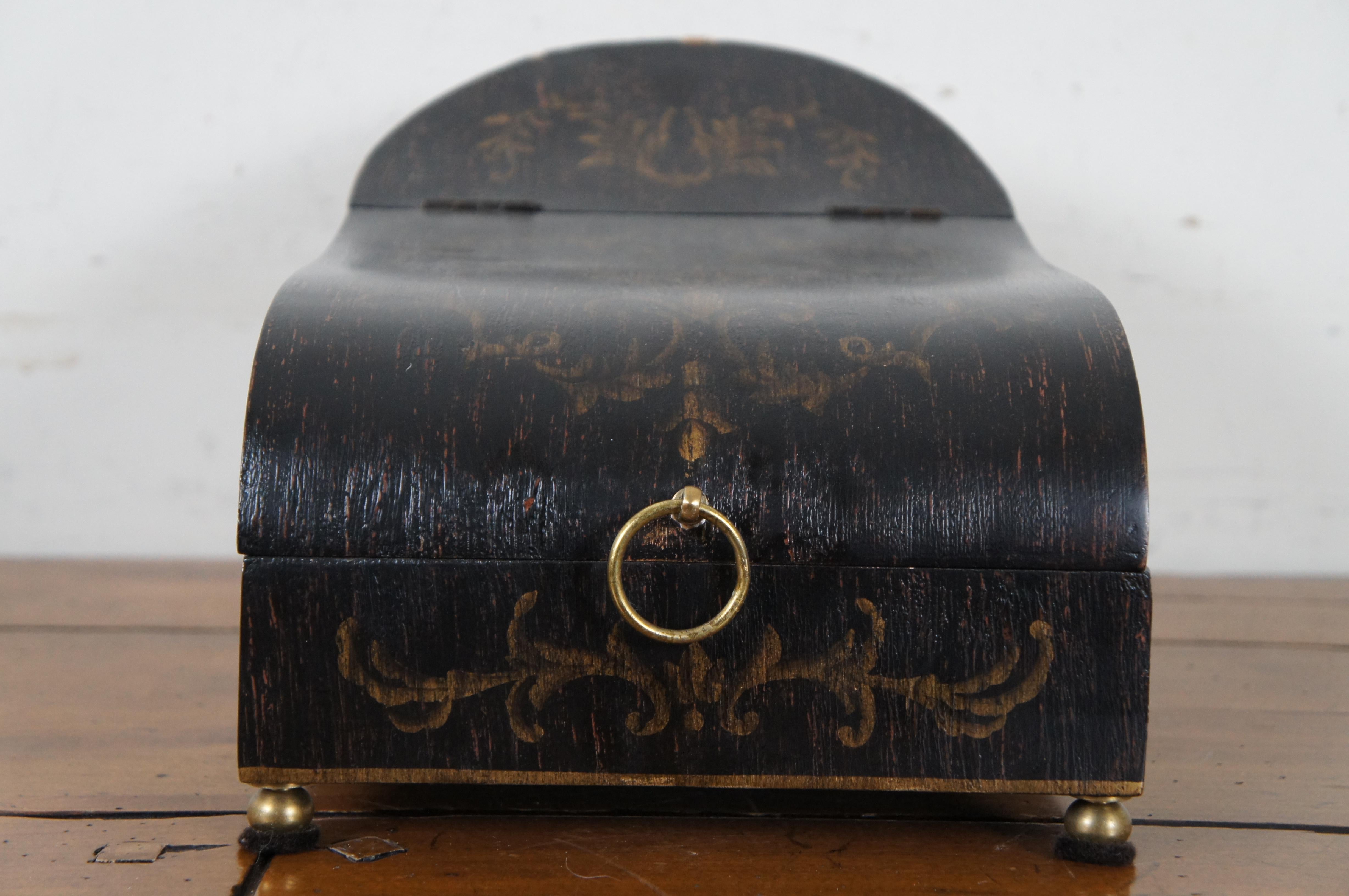 Painted Wood Sleigh Keepsake Jewelry Trinket Stationary Letter Box 12