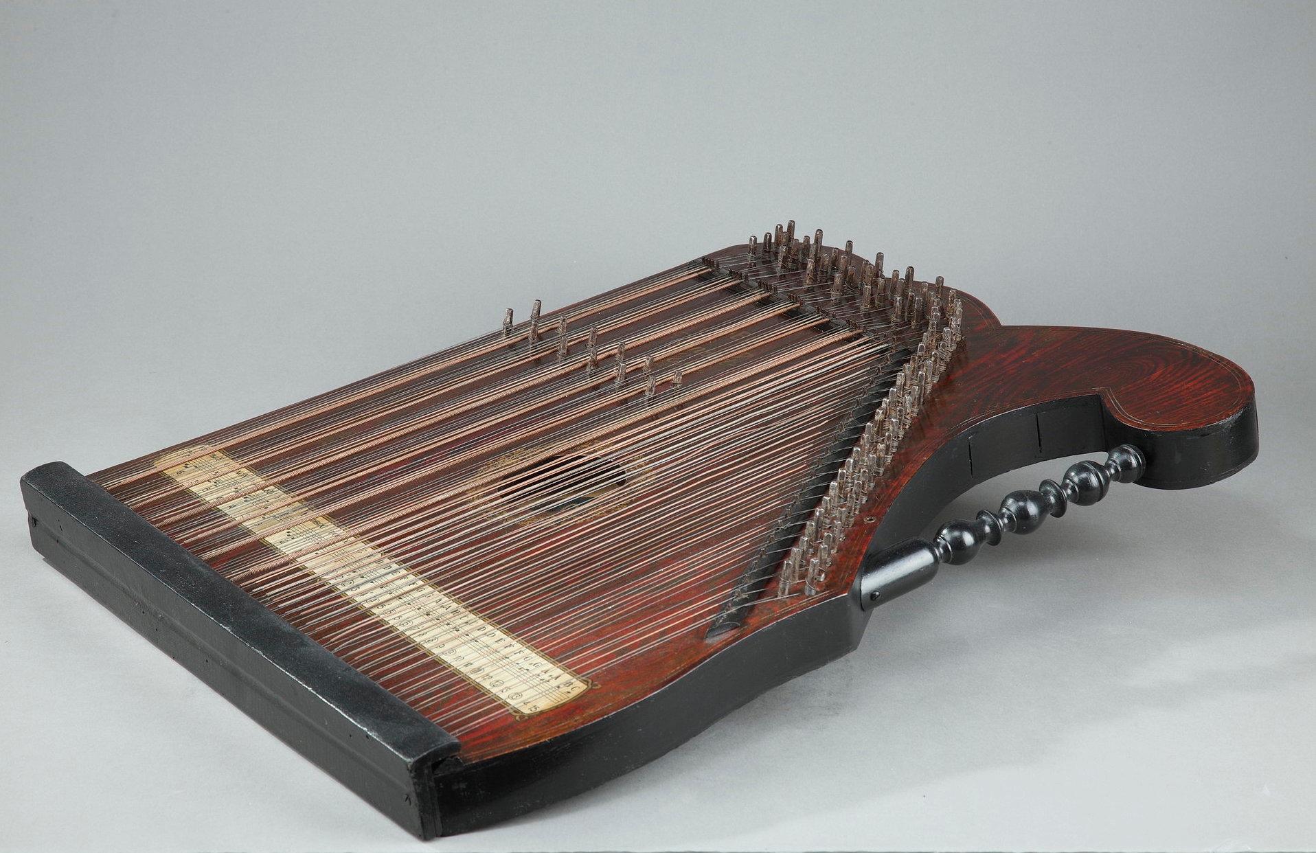 German Painted Wood Table Zither
