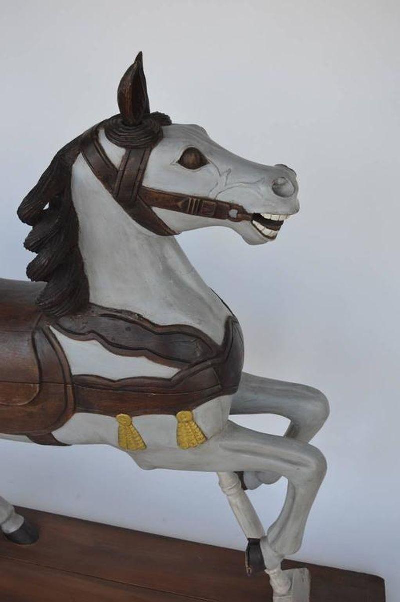 Painted wooden carousel horse.