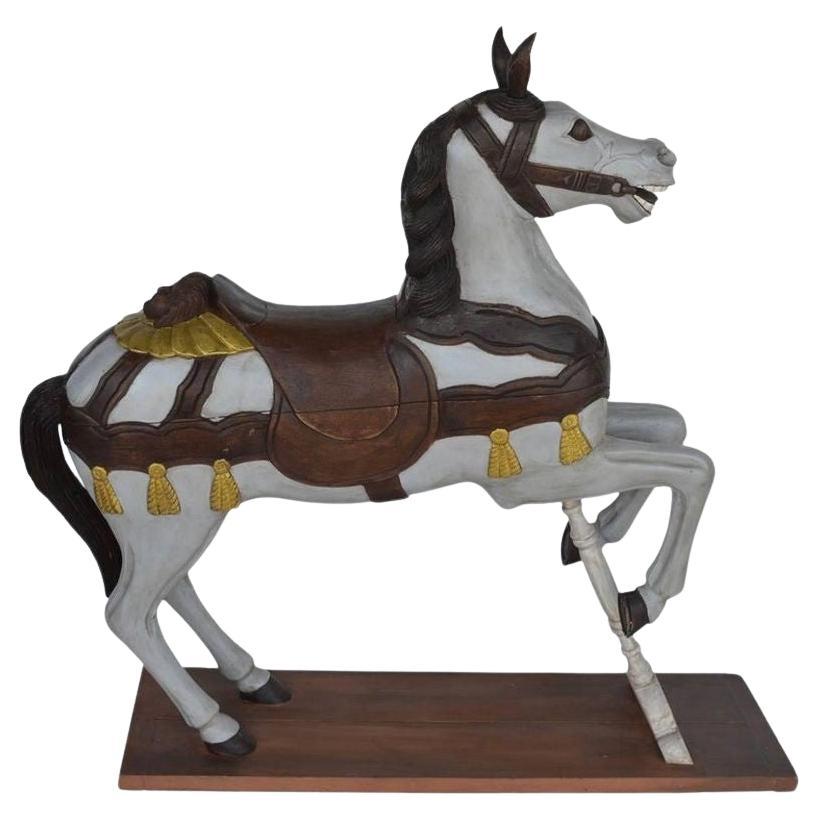 Painted Wooden Carousel Horse For Sale