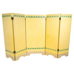 Painted Wooden Folding Screen, 5 Panels, 20th Century.