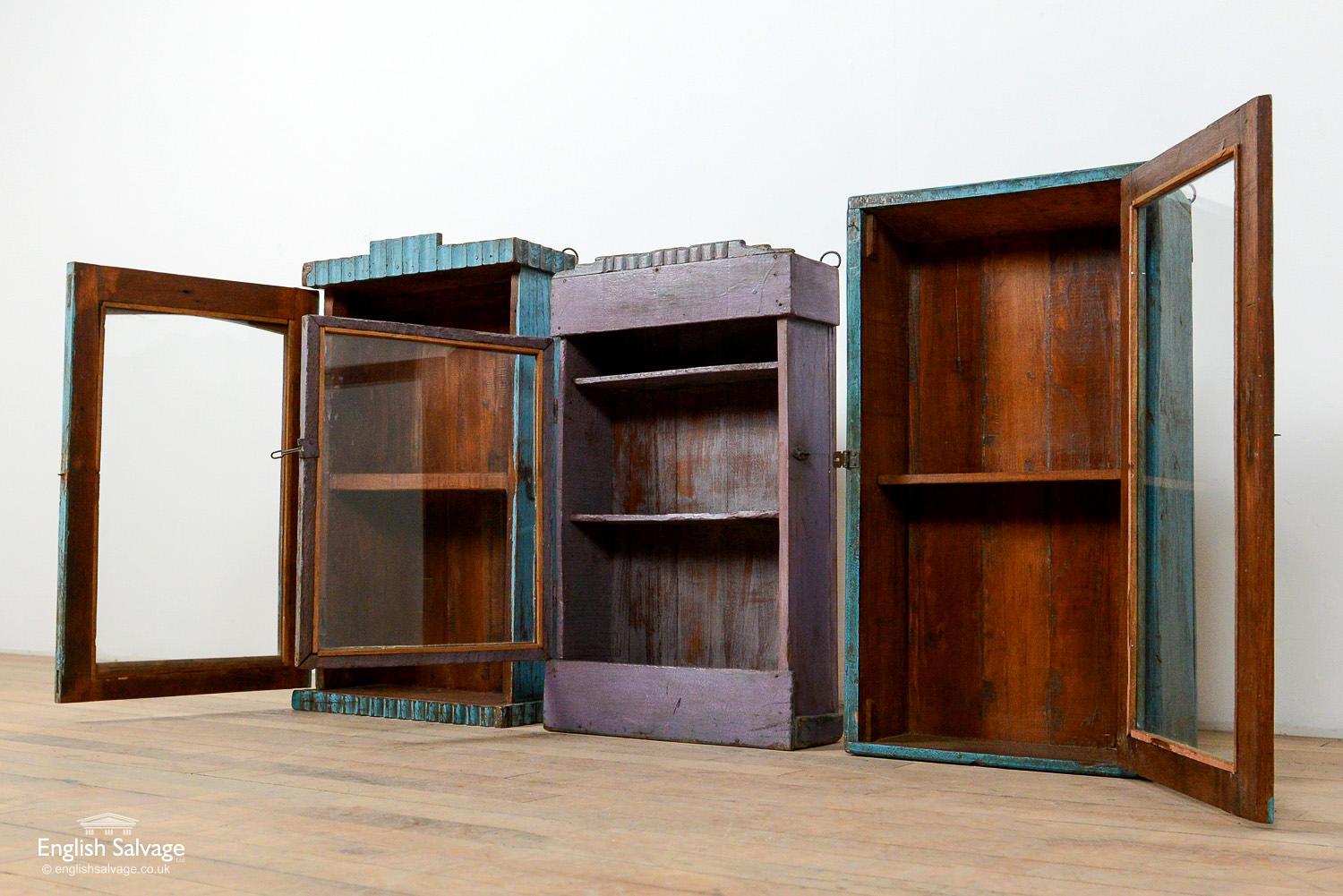 European Painted Wooden Wall Mounted Display Cabinets, 20th Century For Sale