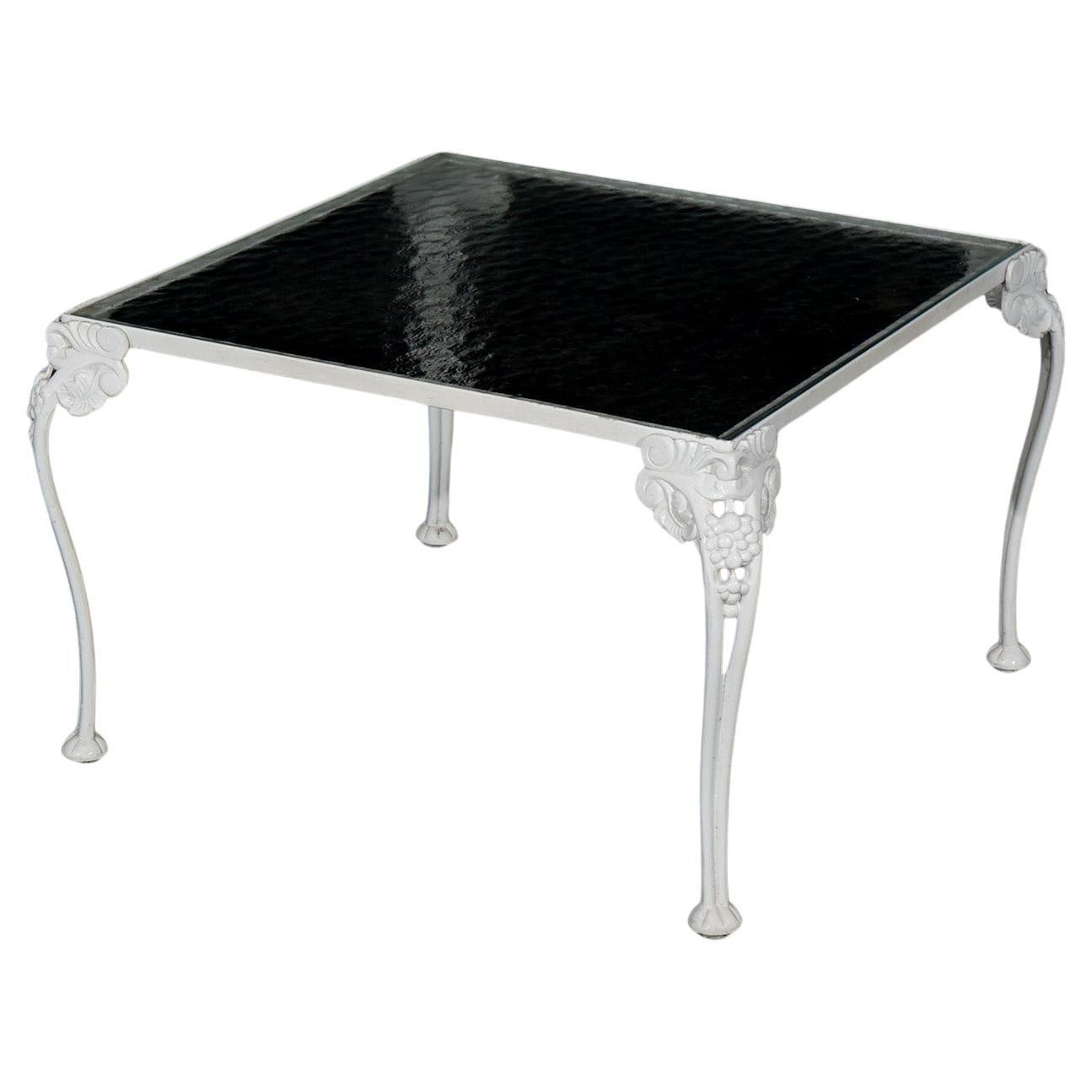 Painted Wrought Iron & Glass Top Side Table 20th C For Sale