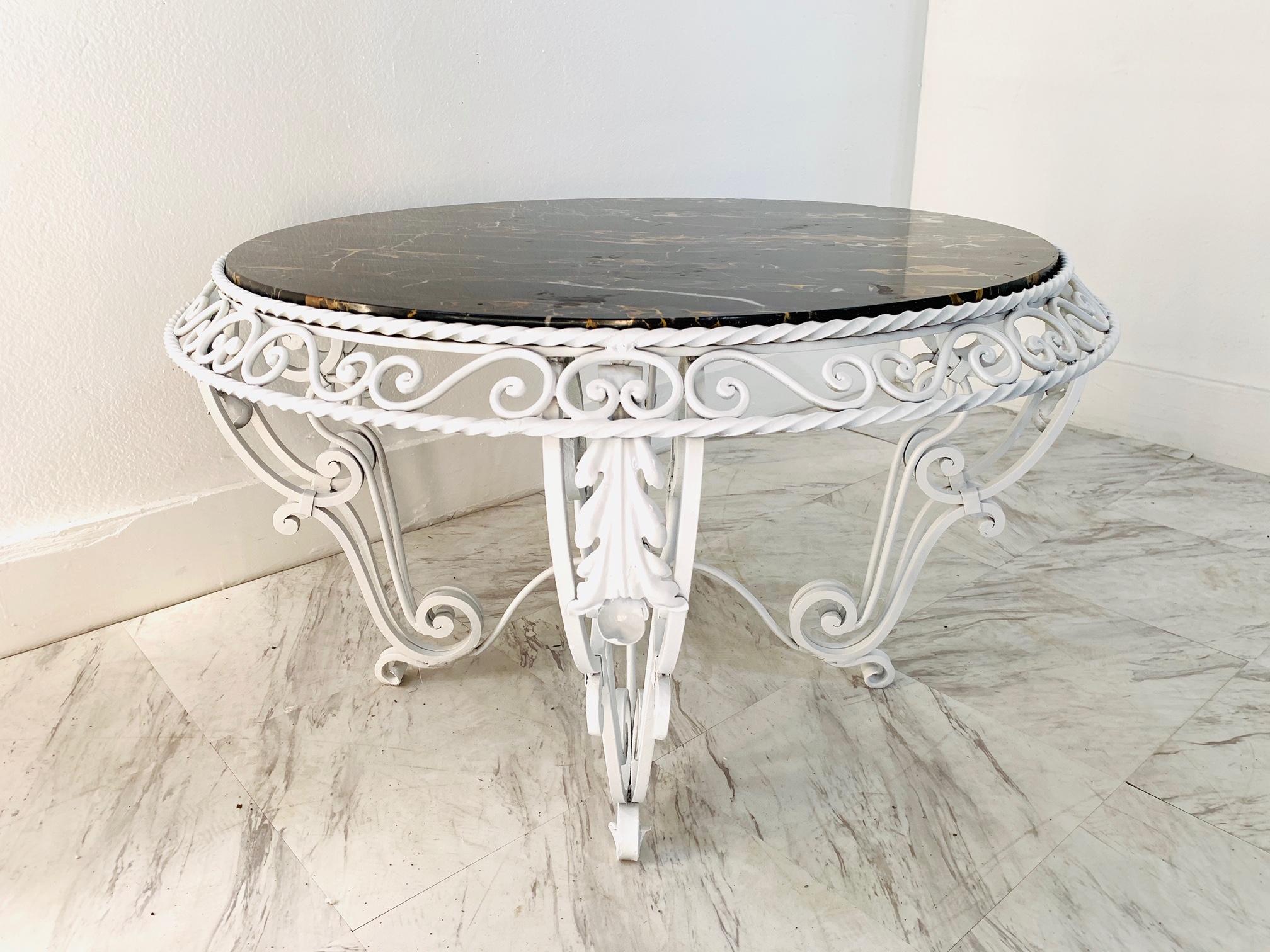 wrought iron marble table
