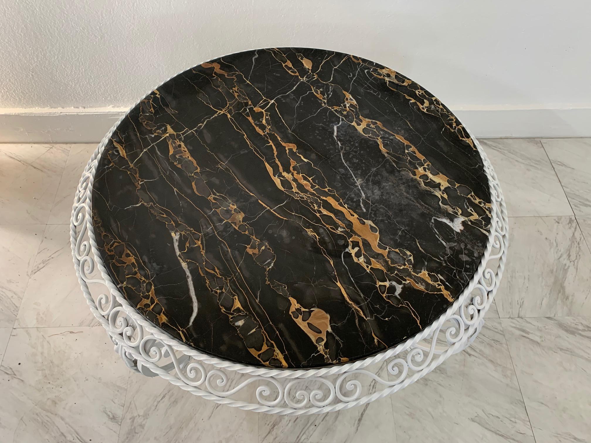 wrought iron coffee table with marble top