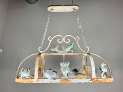 Painted Wrought Iron Ocean Inspired Pot Rack/Ceiling Light