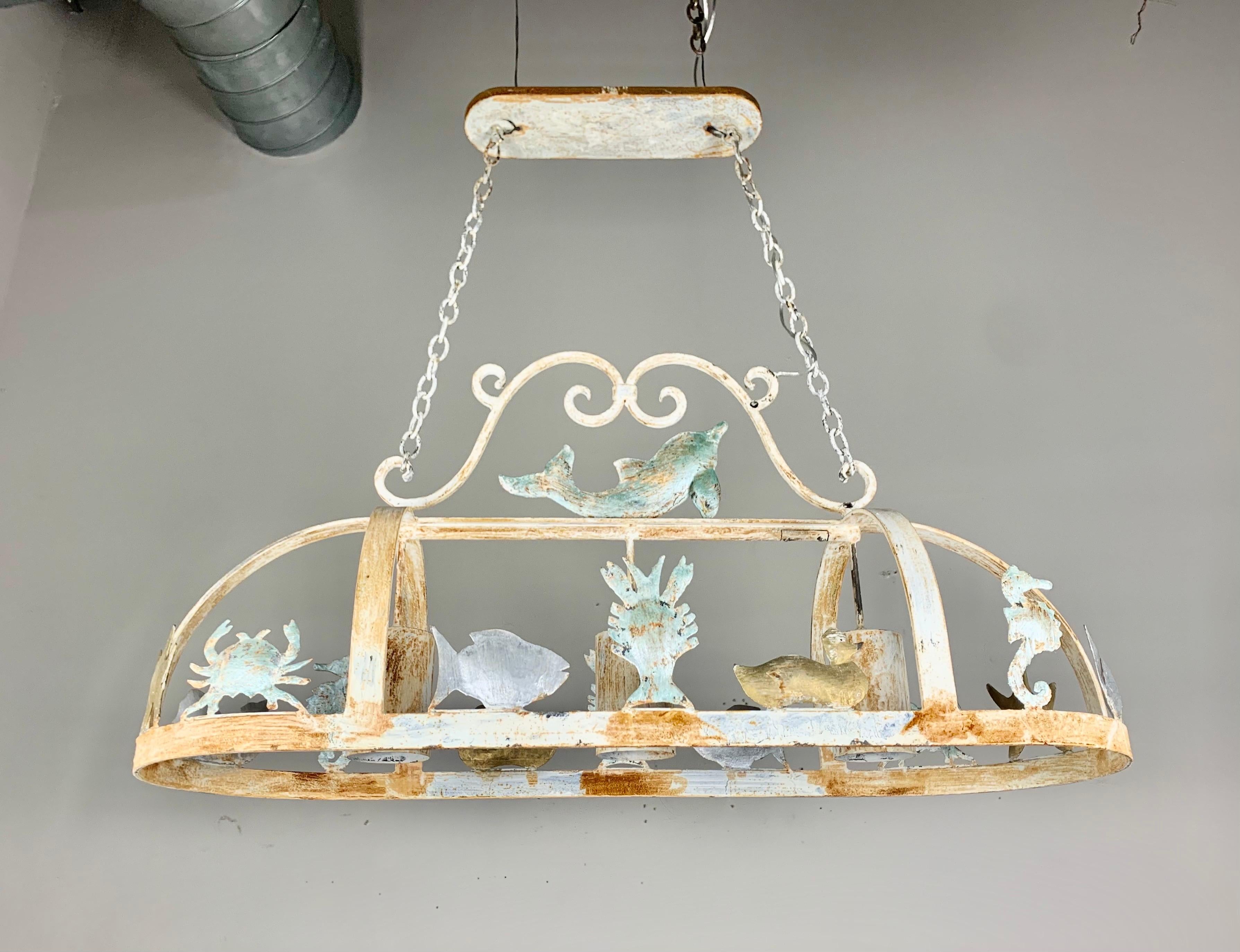 Other Painted Wrought Iron Ocean Inspired Pot Rack/Ceiling Light