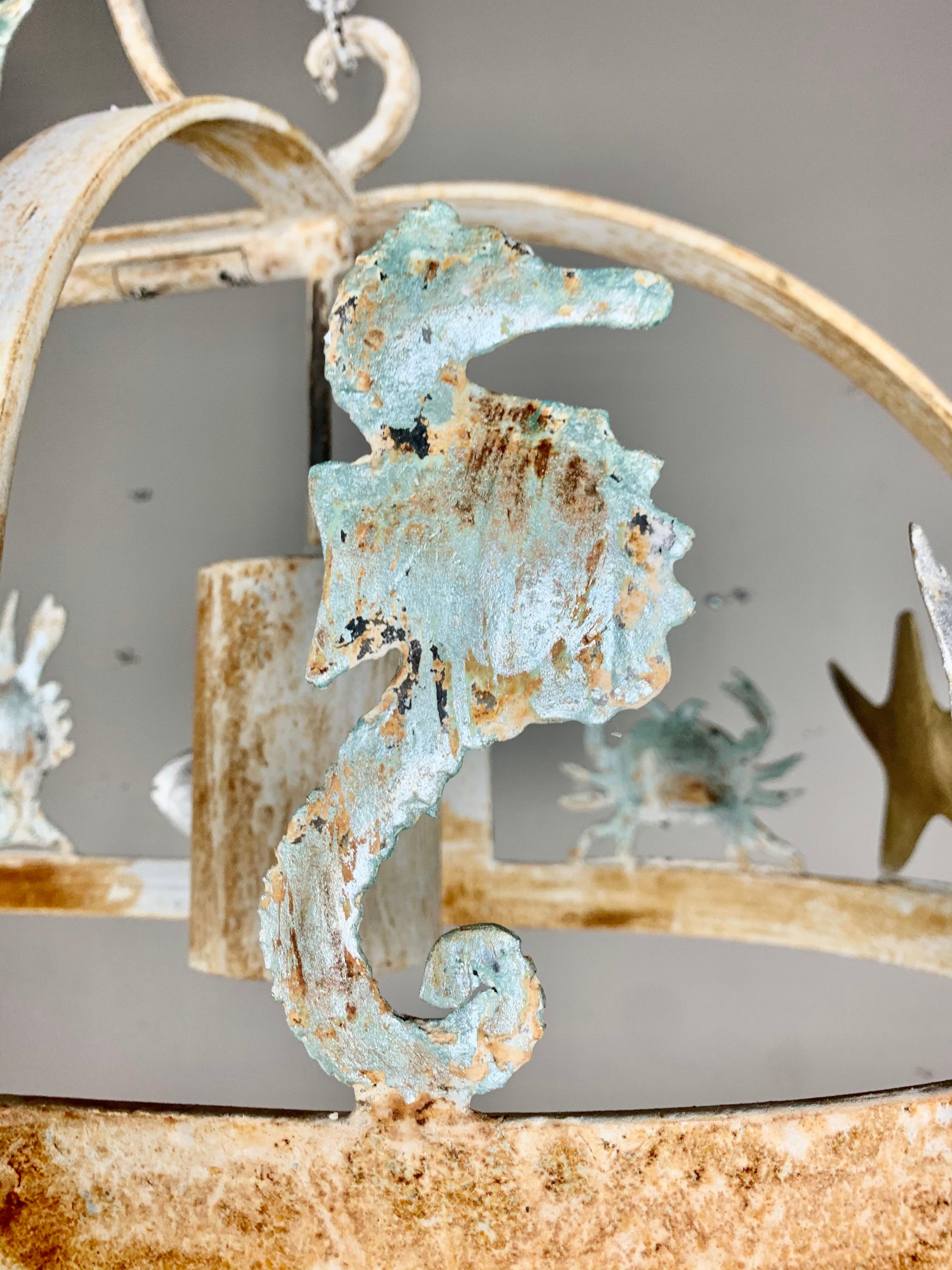 Painted Wrought Iron Ocean Inspired Pot Rack/Ceiling Light 2