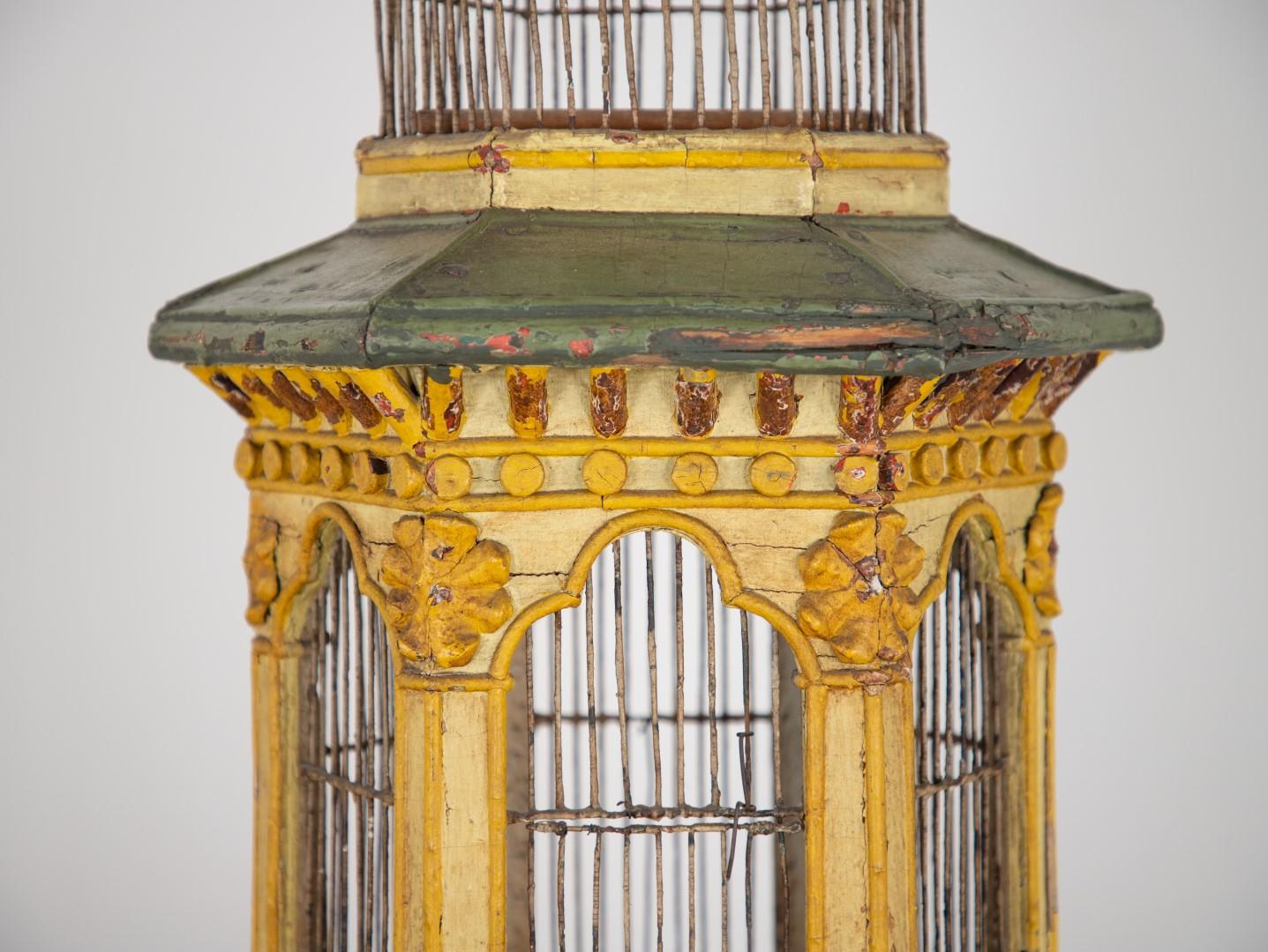 Painted Yellow and Green Pagoda Birdcage, 1820 1