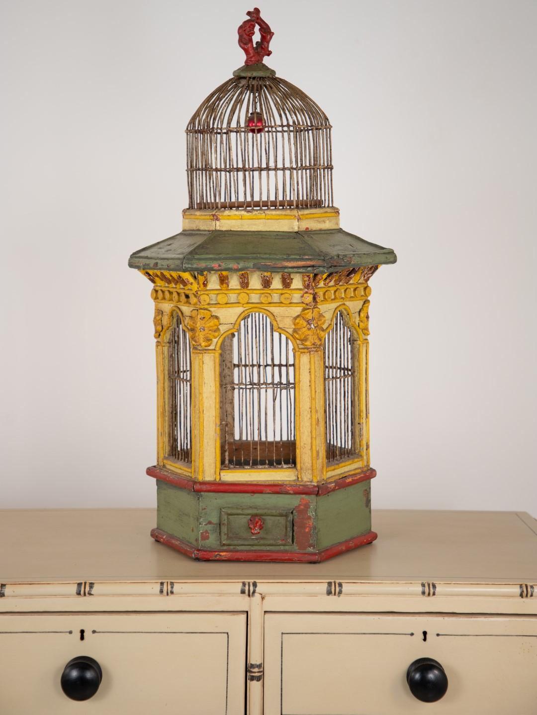 Painted Yellow and Green Pagoda Birdcage, 1820 2